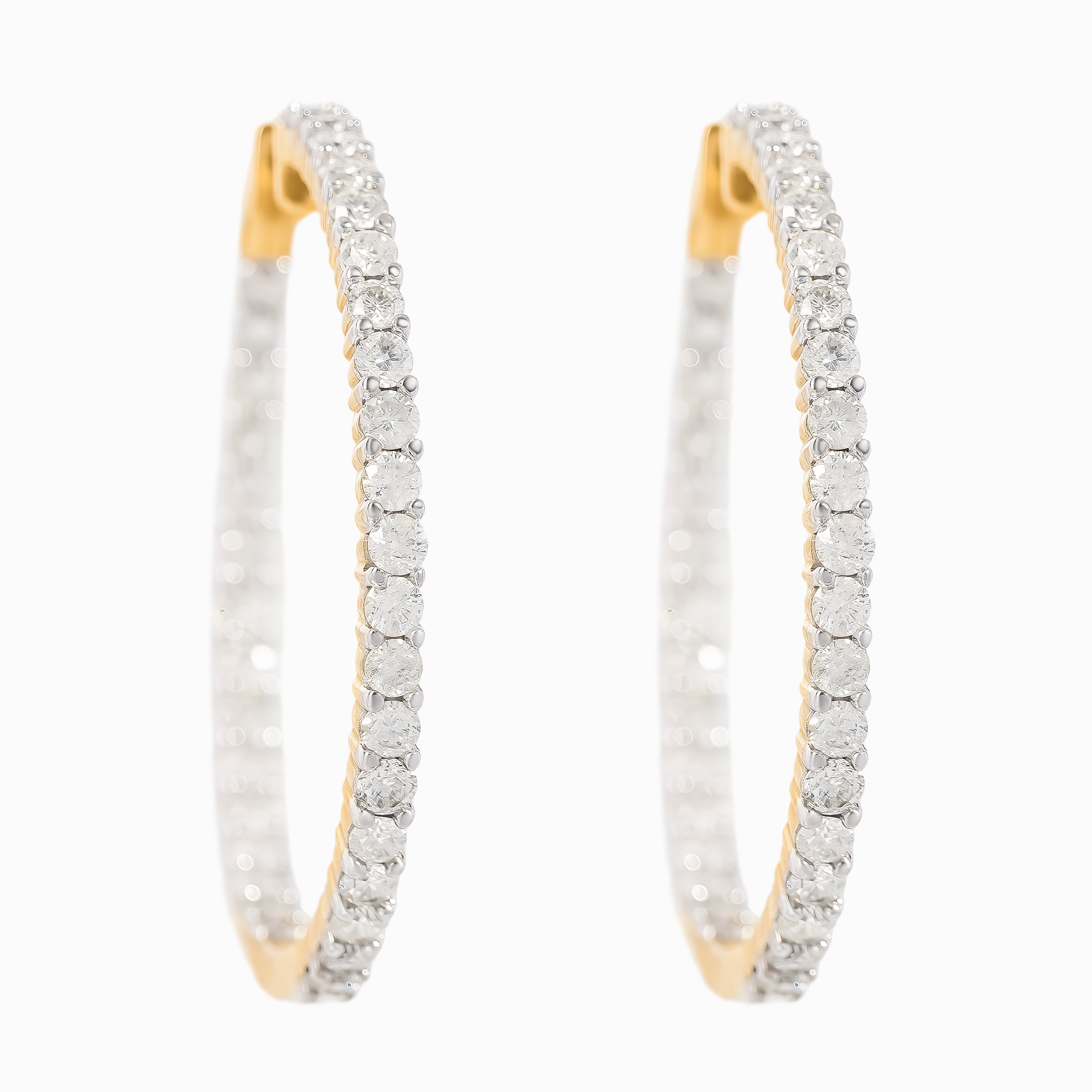 White Gold Hoop Earrings with Diamond Only Stones
