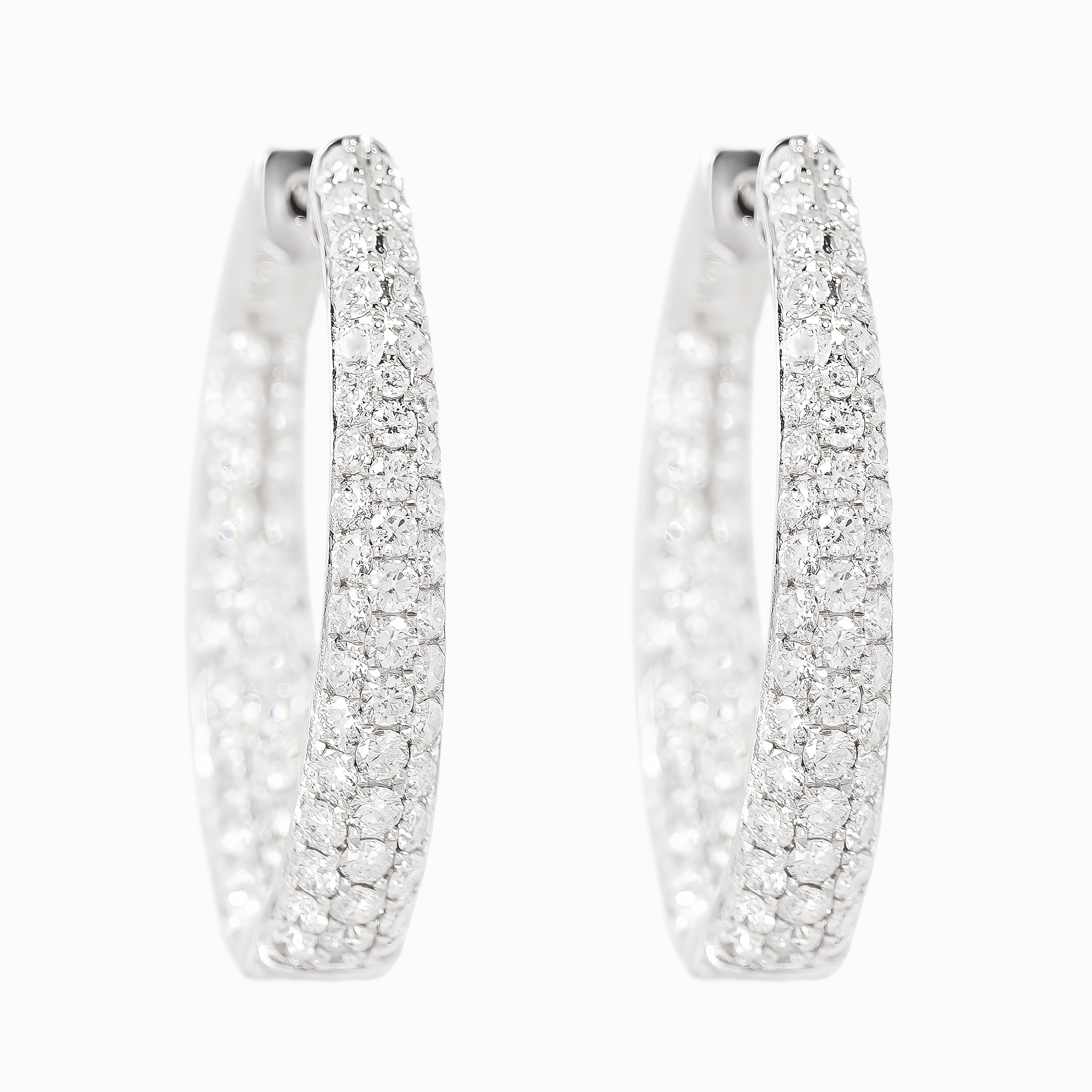 White Gold Hoop Earrings with Diamond Only Stones