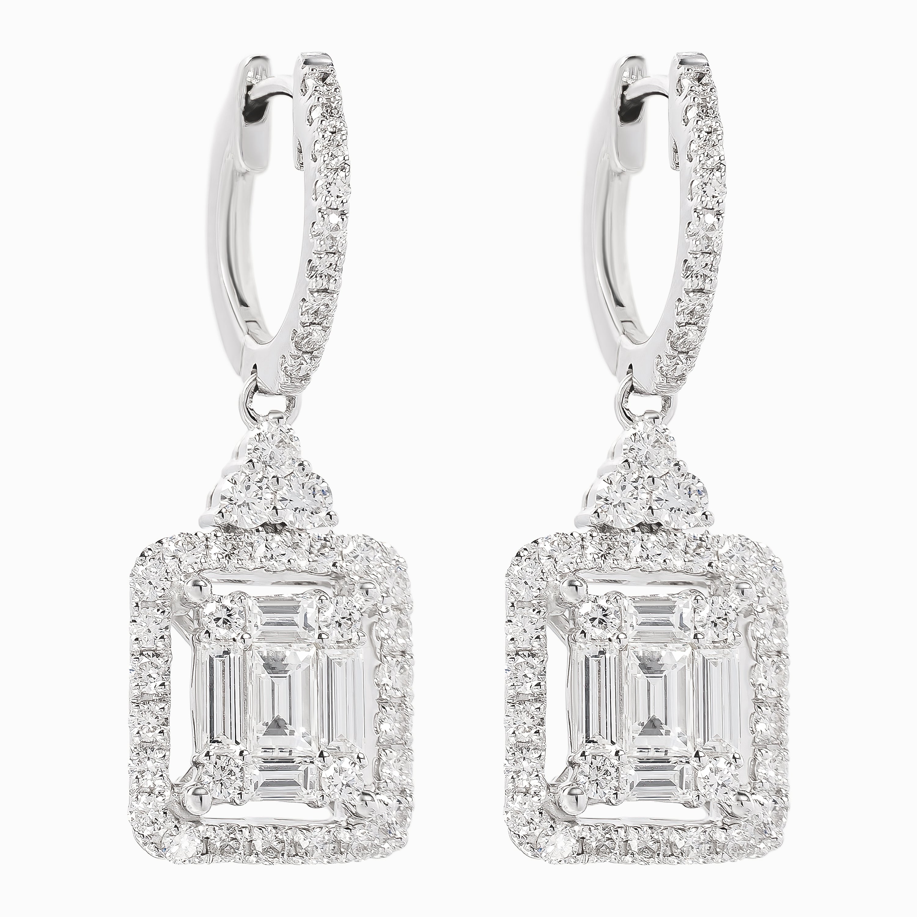 White Gold Drop Earrings with Diamond Only Stones