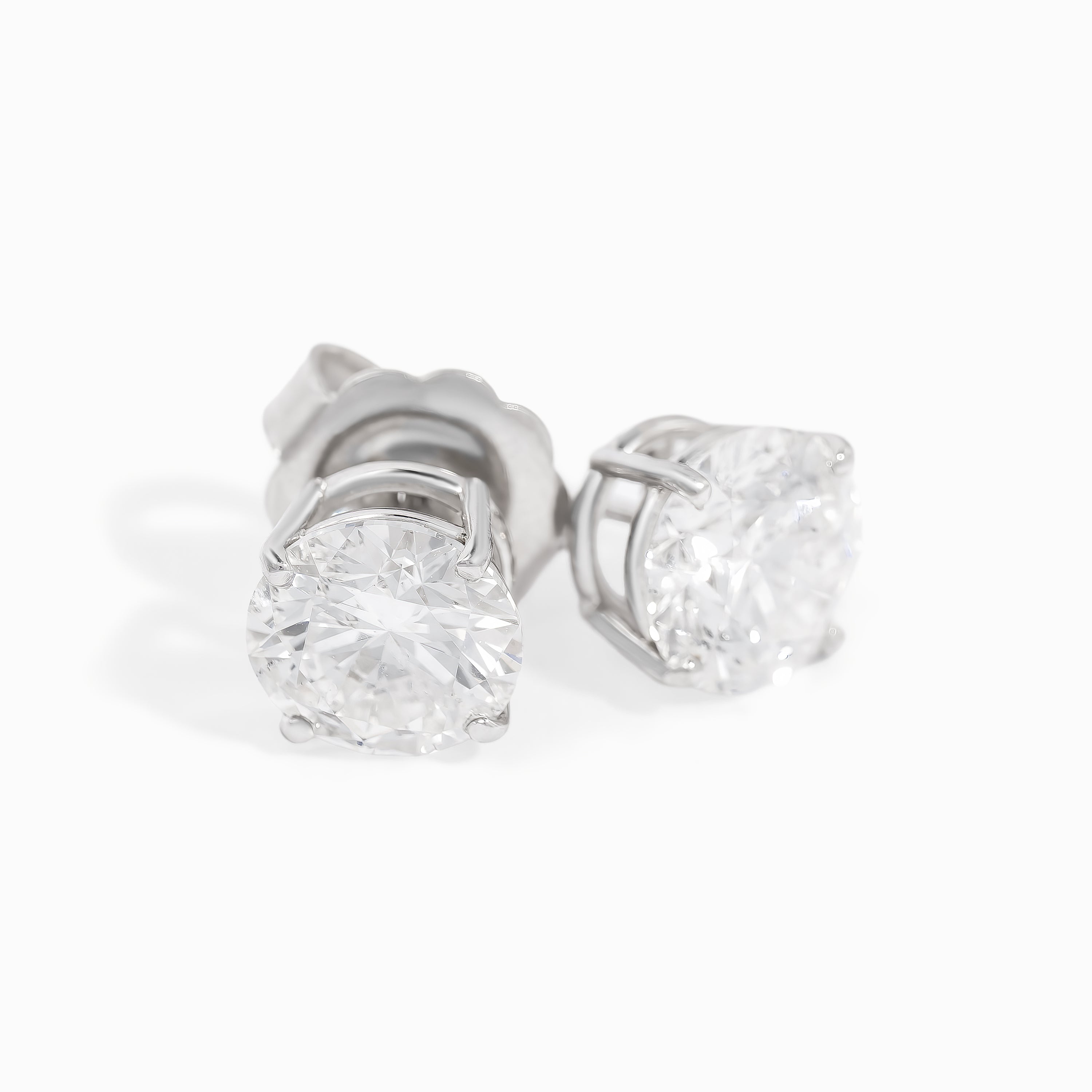White Gold Stud Earrings with Diamond Only Stones