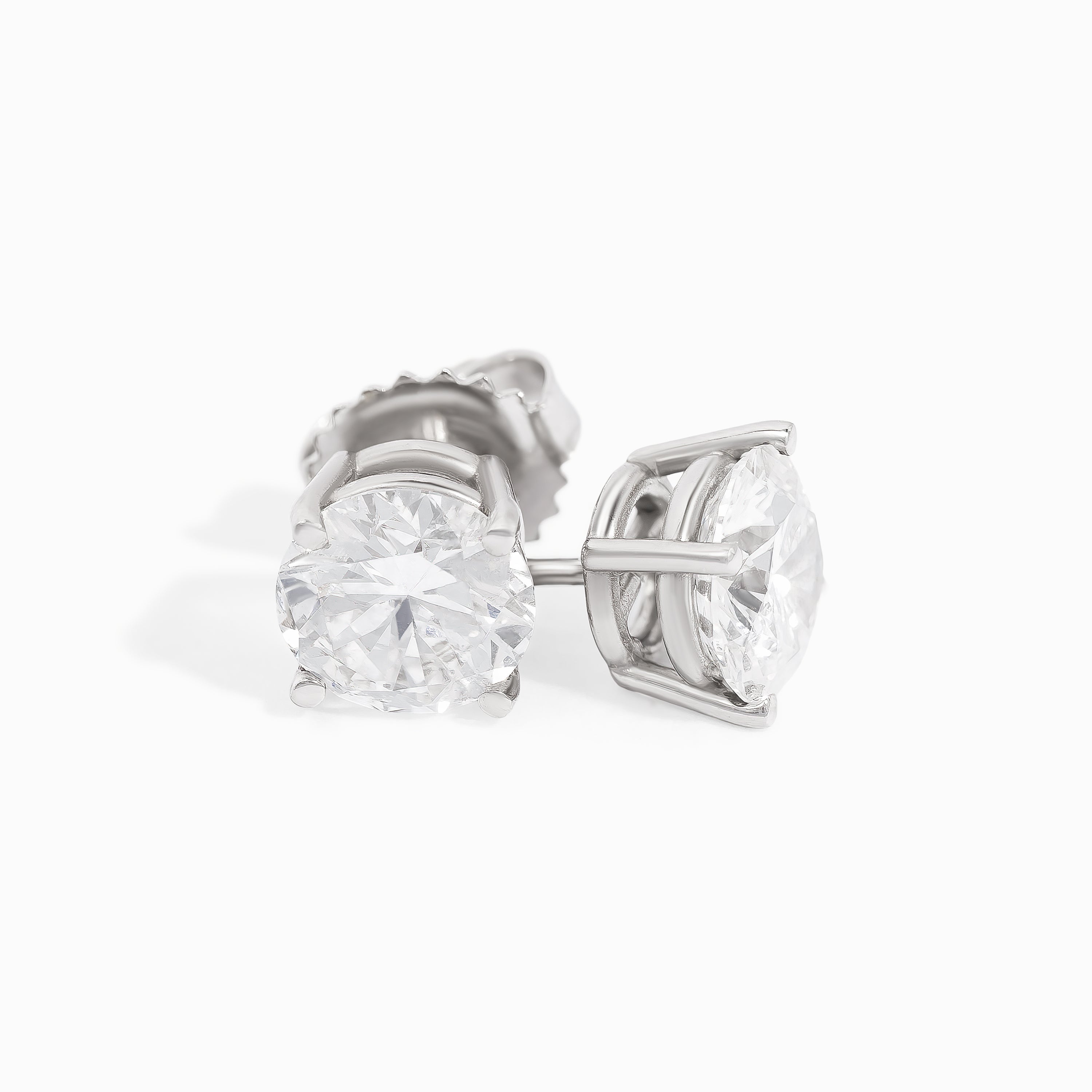 White Gold Stud Earrings with Diamond Only Stones