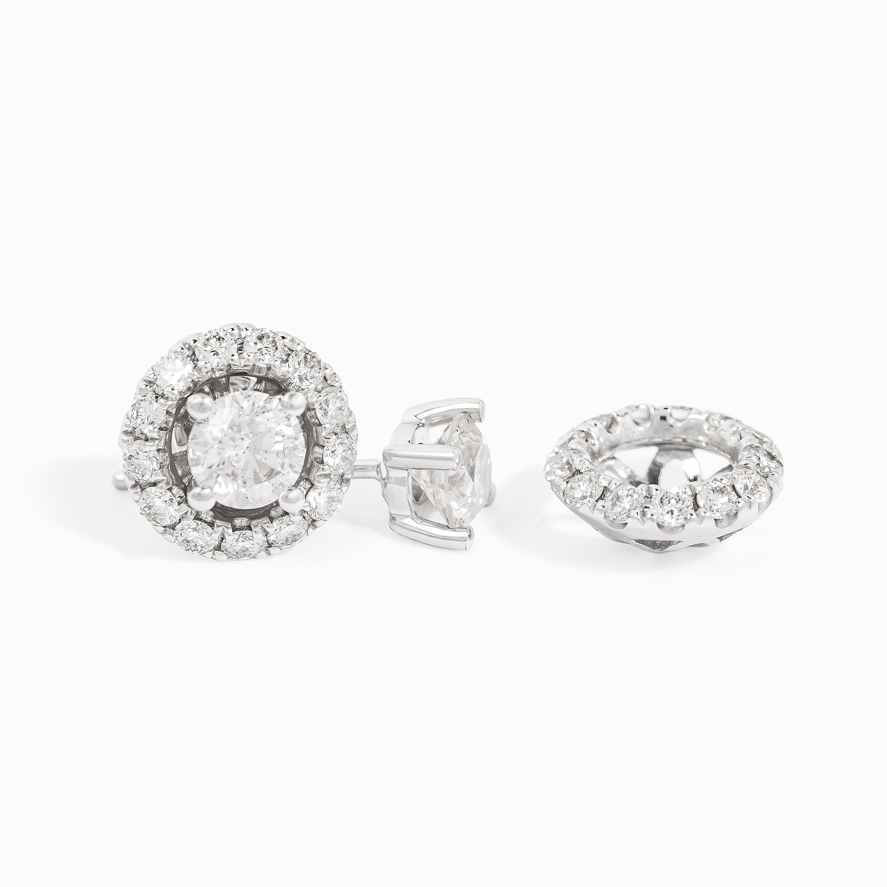 White Gold Stud Earrings with Diamond Only Stones