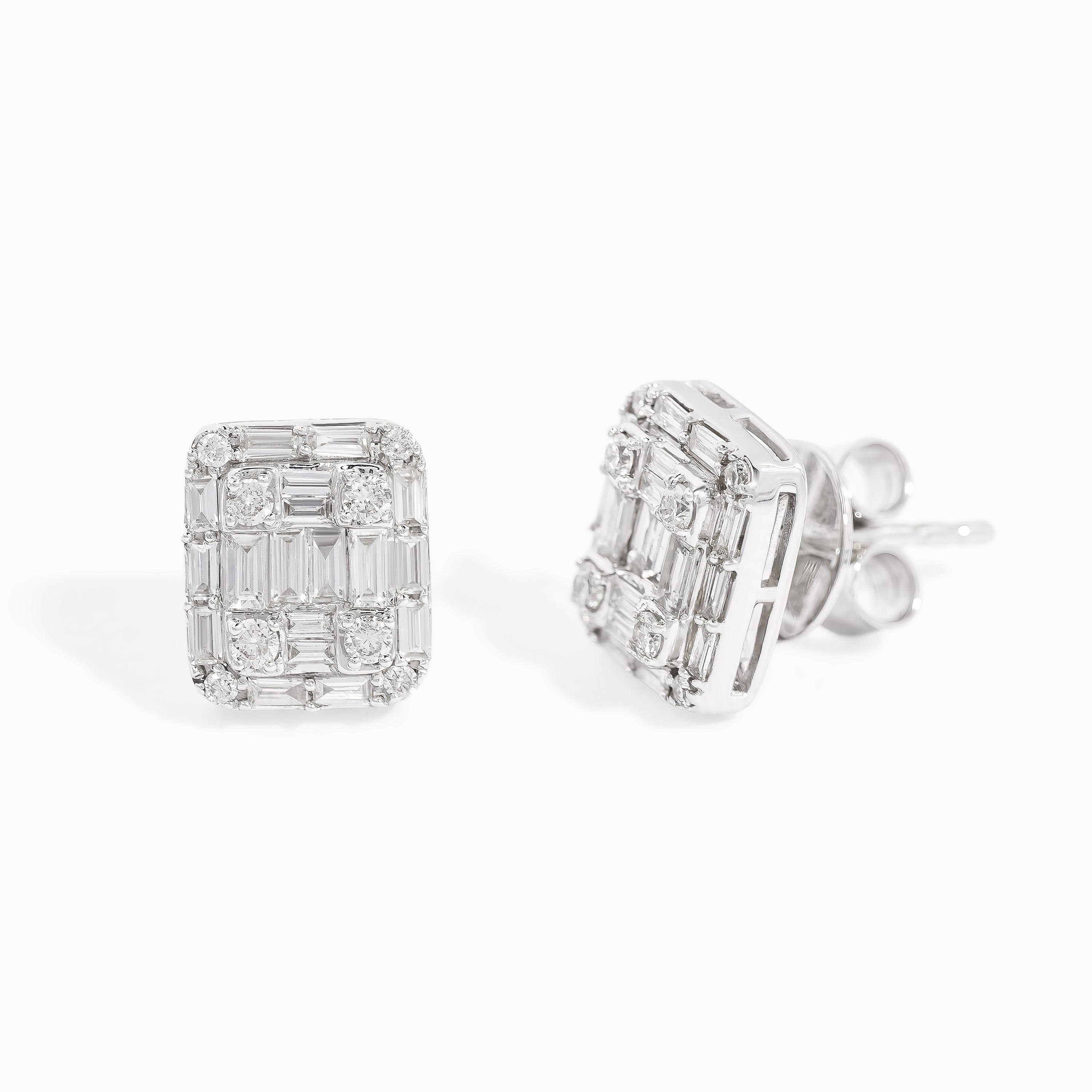 White Gold Stud Earrings with Diamond Only Stones