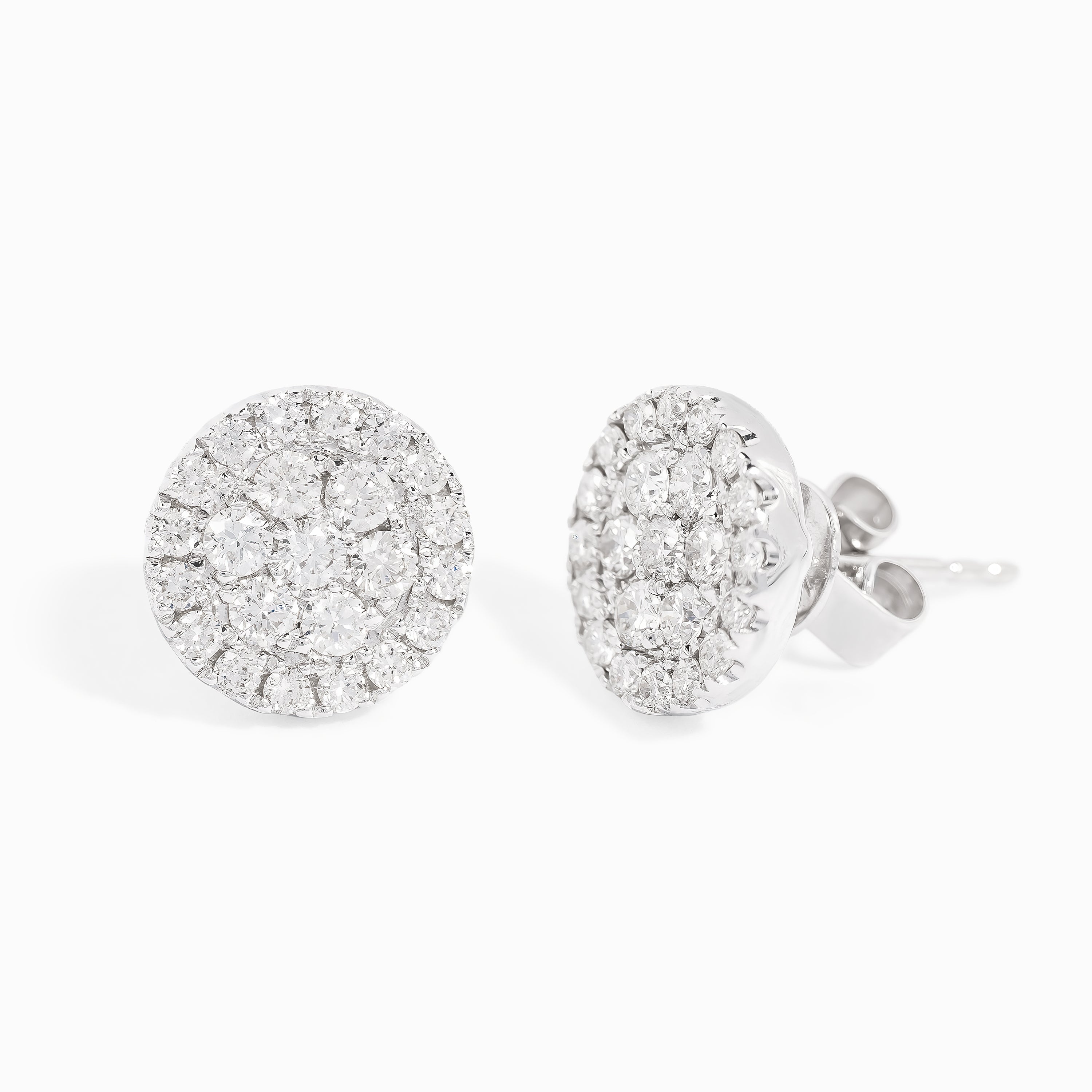 White Gold Stud Earrings with Diamond Only Stones