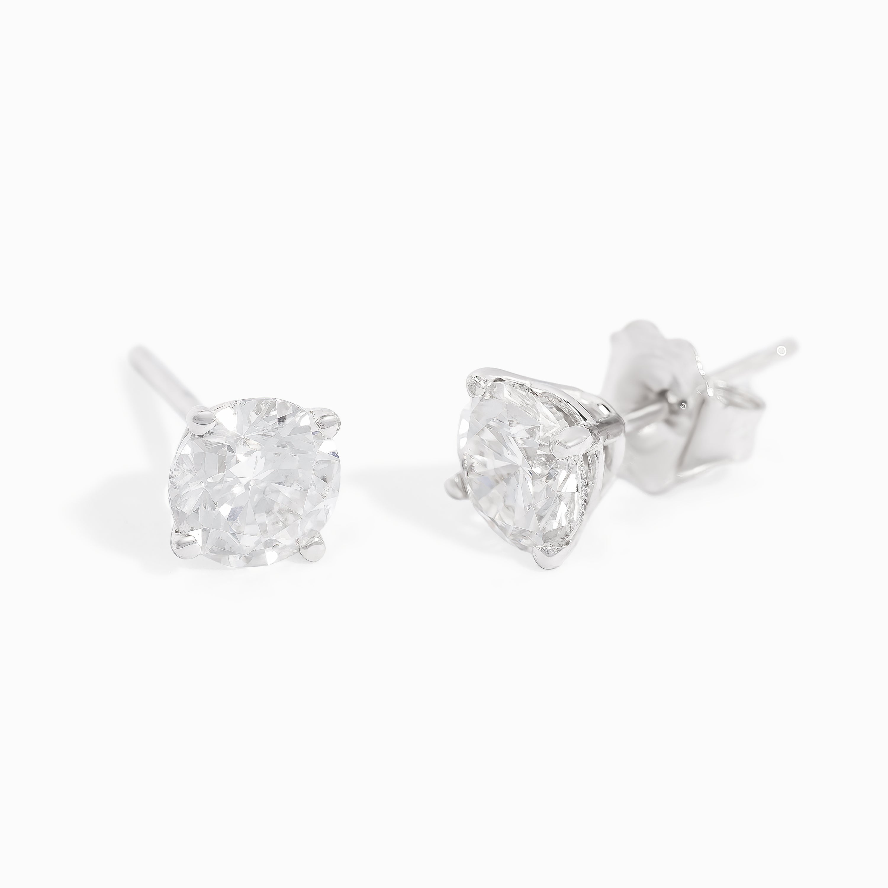 White Gold Stud Earrings with Diamond Only Stones