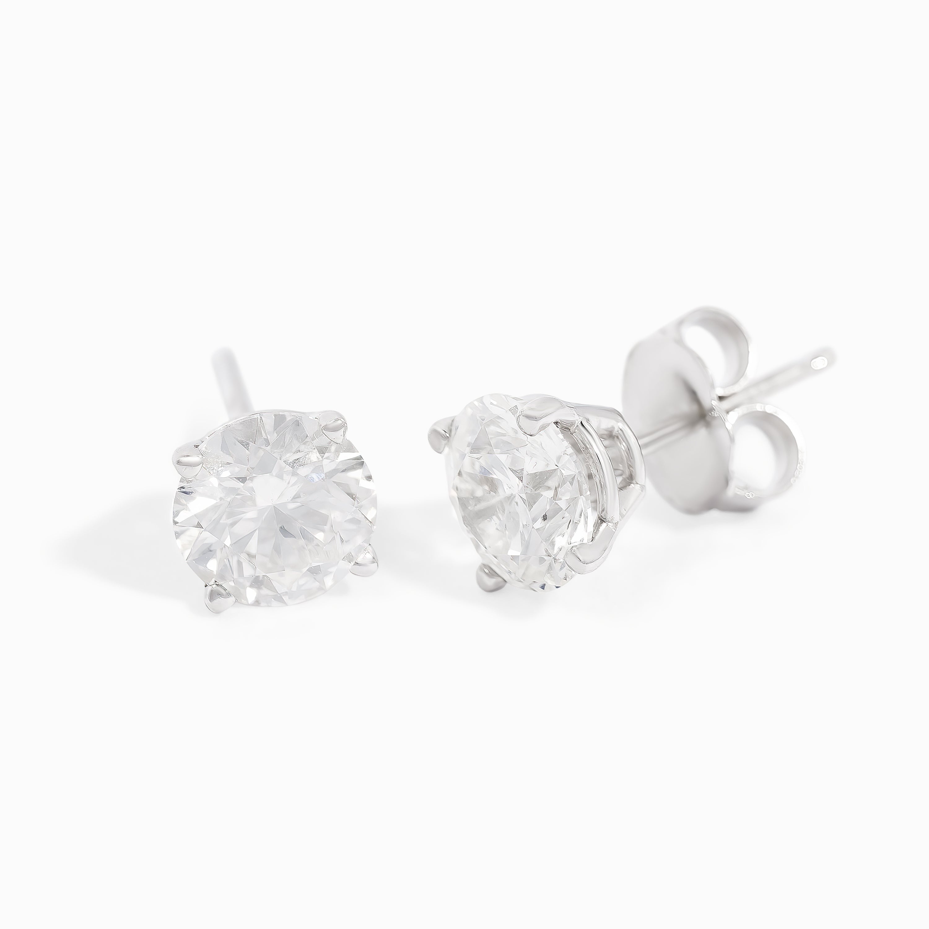 White Gold Stud Earrings with Diamond Only Stones