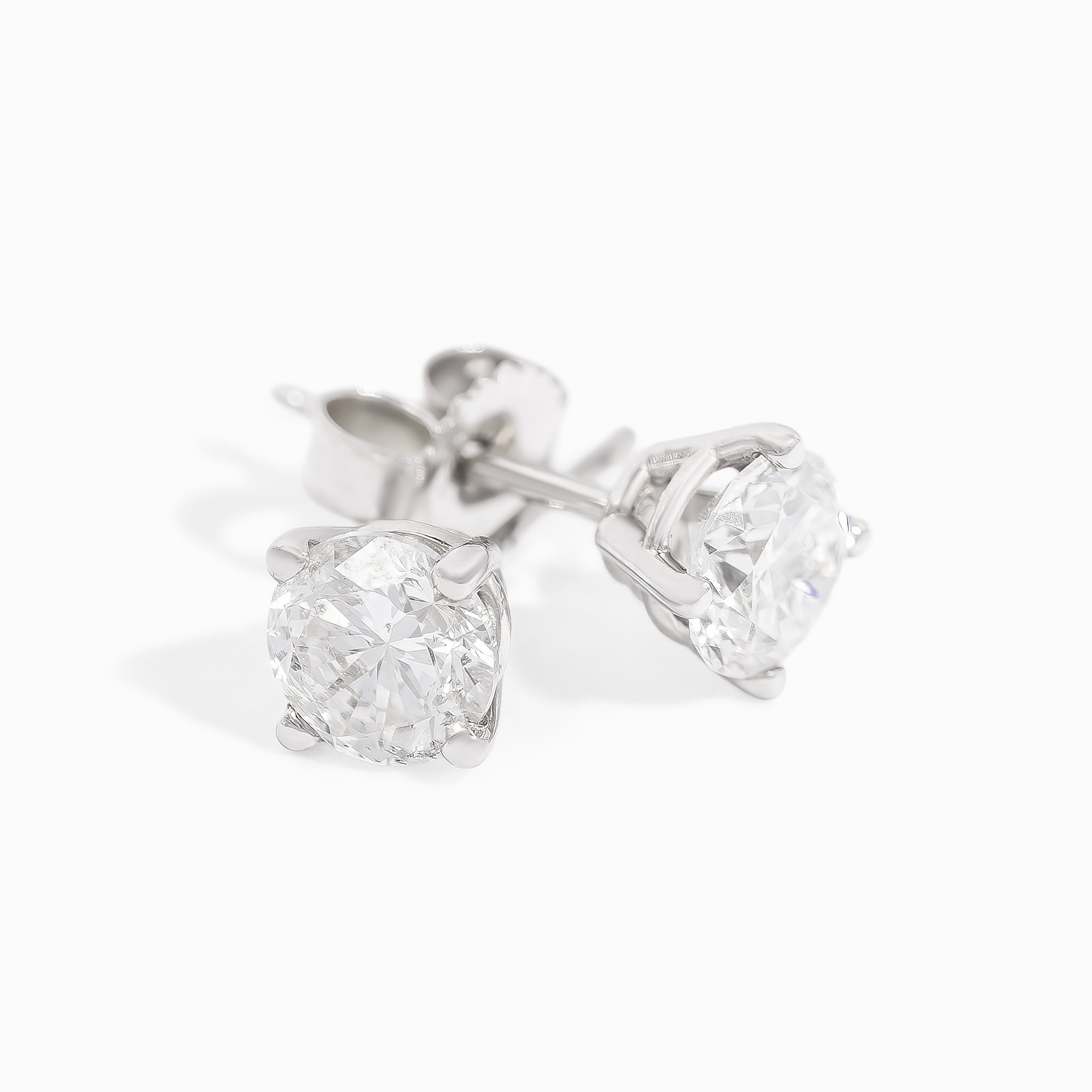 White Gold Stud Earrings with Diamond Only Stones