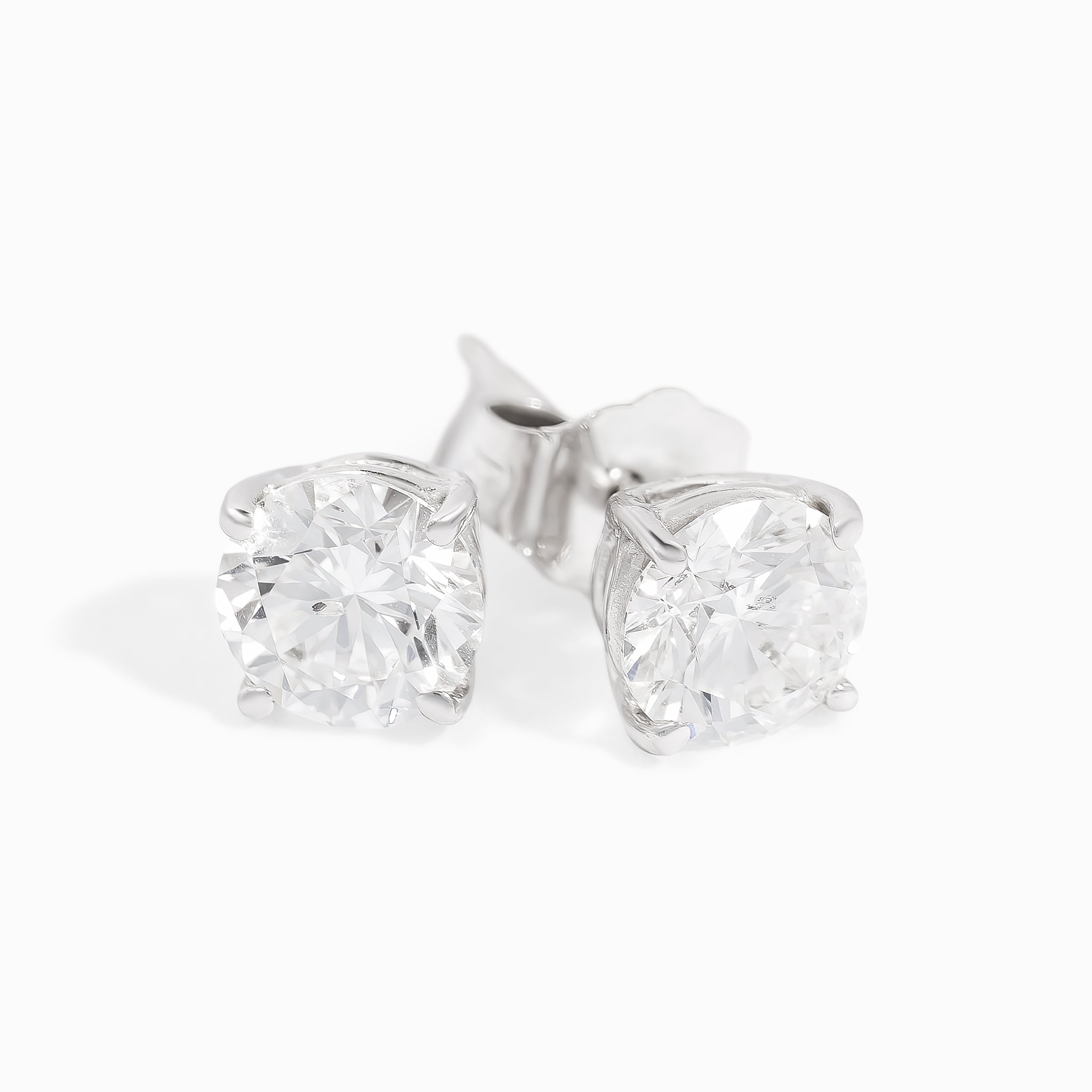 White Gold Stud Earrings with Diamond Only Stones
