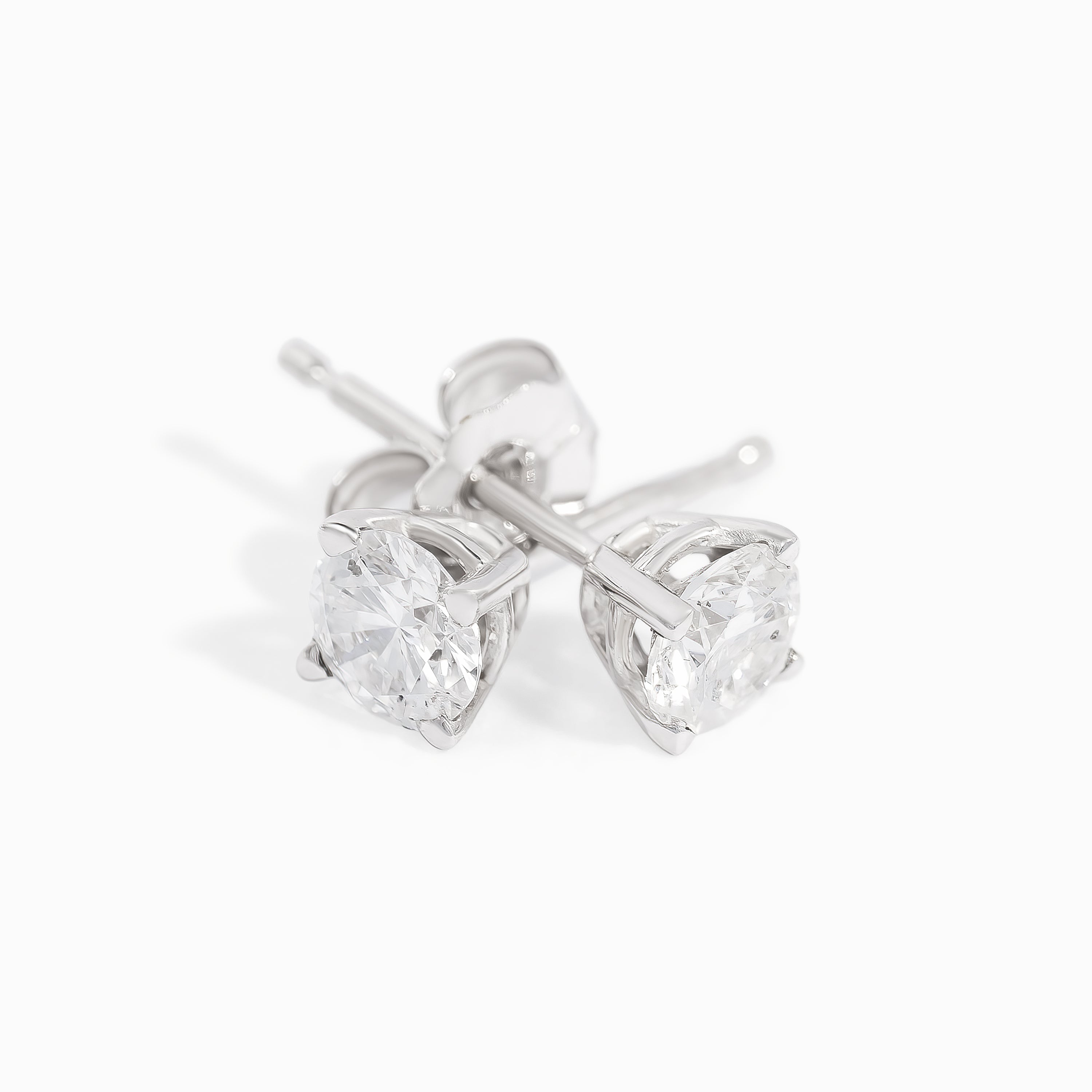 White Gold Stud Earrings with Diamond Only Stones
