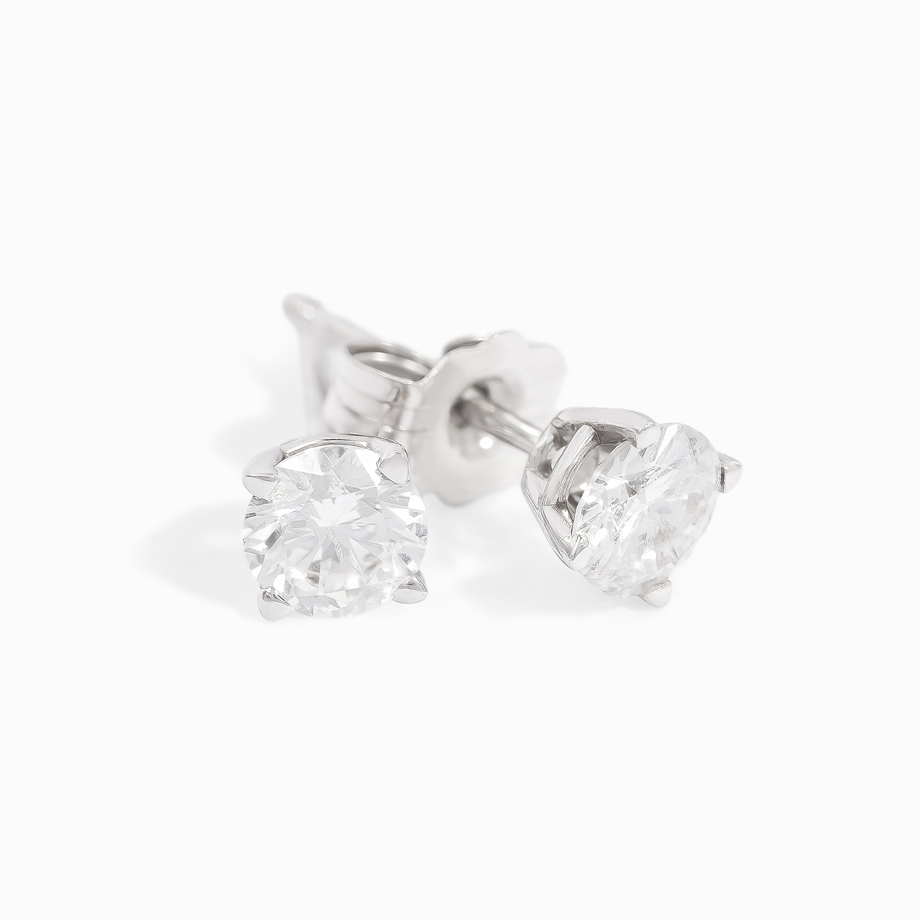 White Gold Stud Earrings with Diamond Only Stones