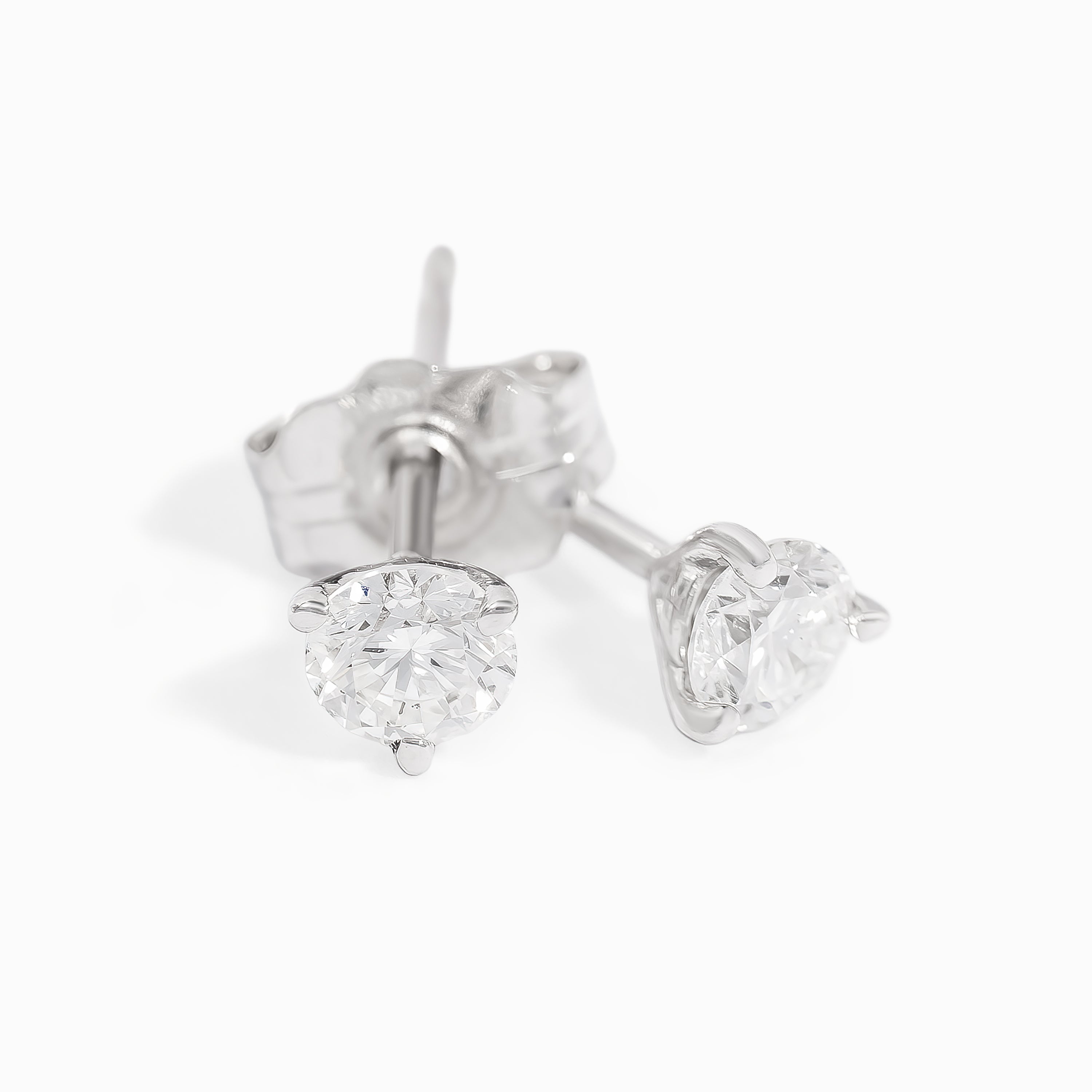 White Gold Stud Earrings with Diamond Only Stones
