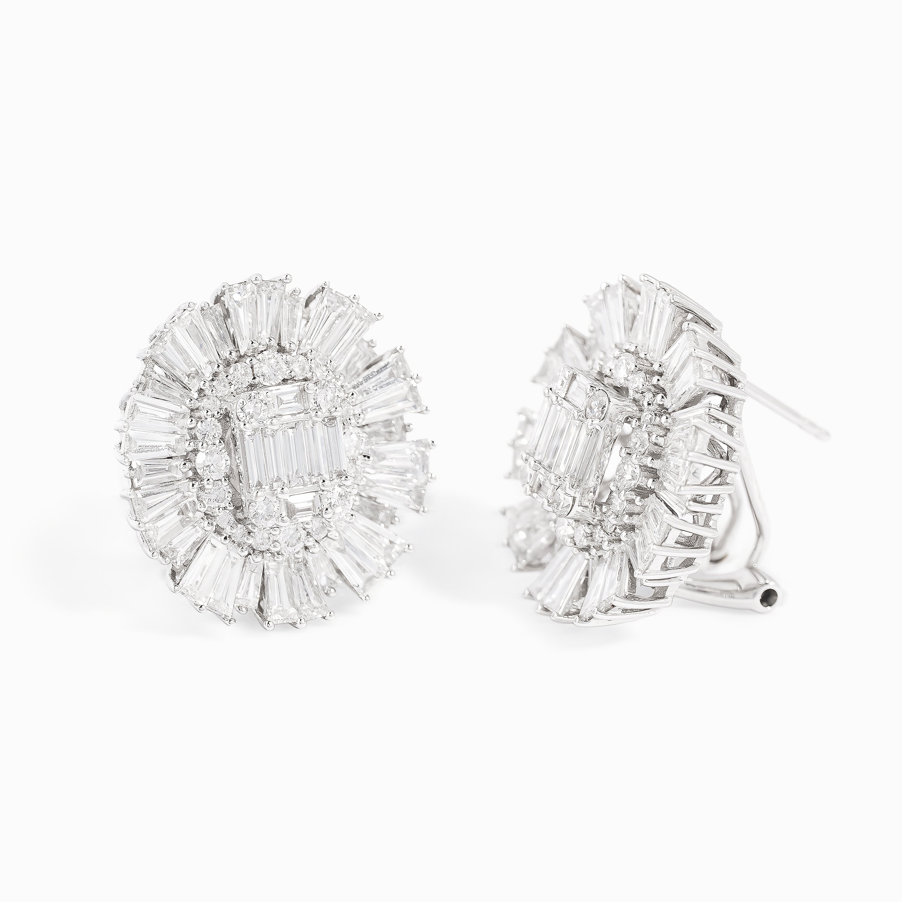 White Gold Stud Earrings with Diamond Only Stones