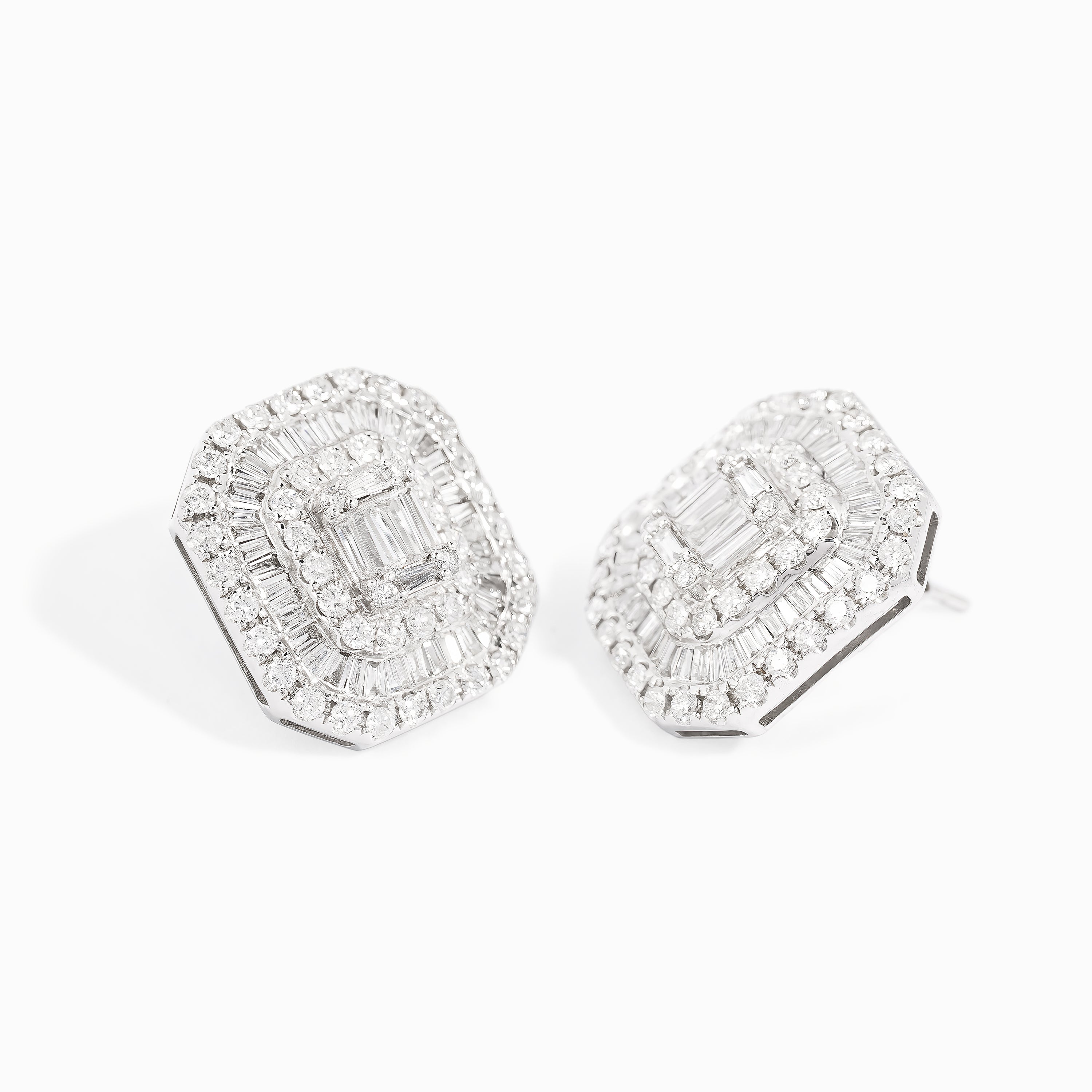 White Gold Stud Earrings with Diamond Only Stones
