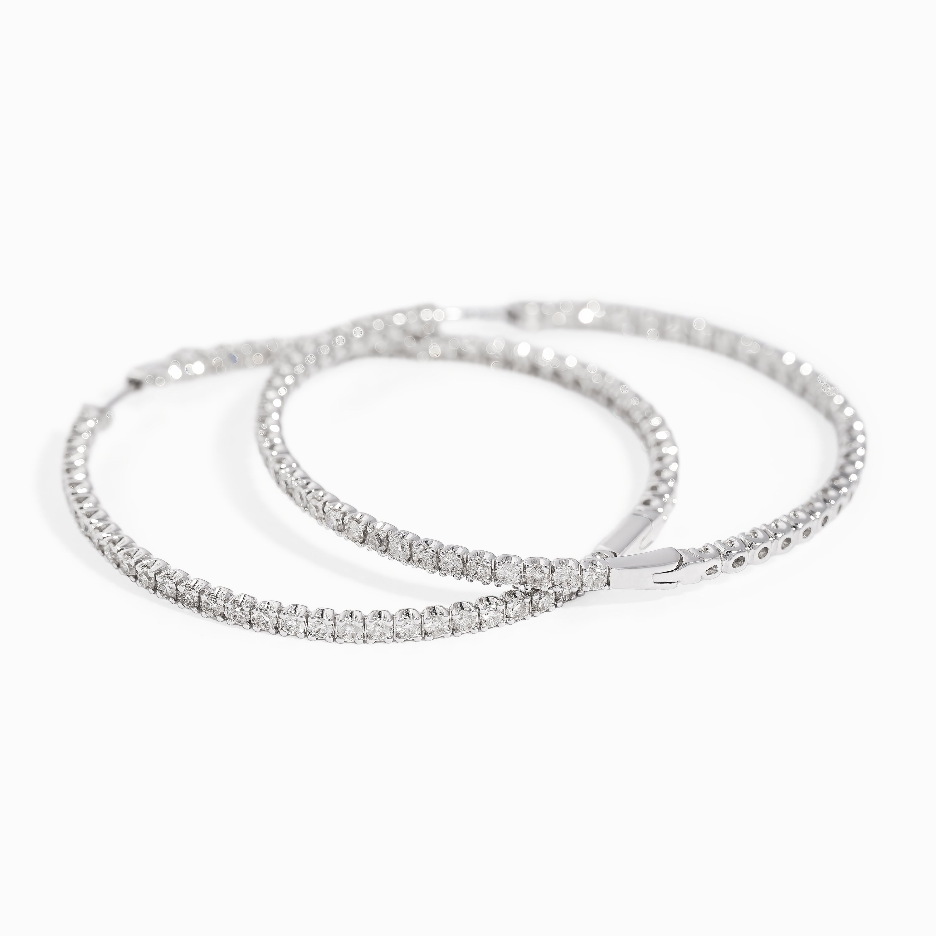 White Gold Hoop Earrings with Diamond Only Stones