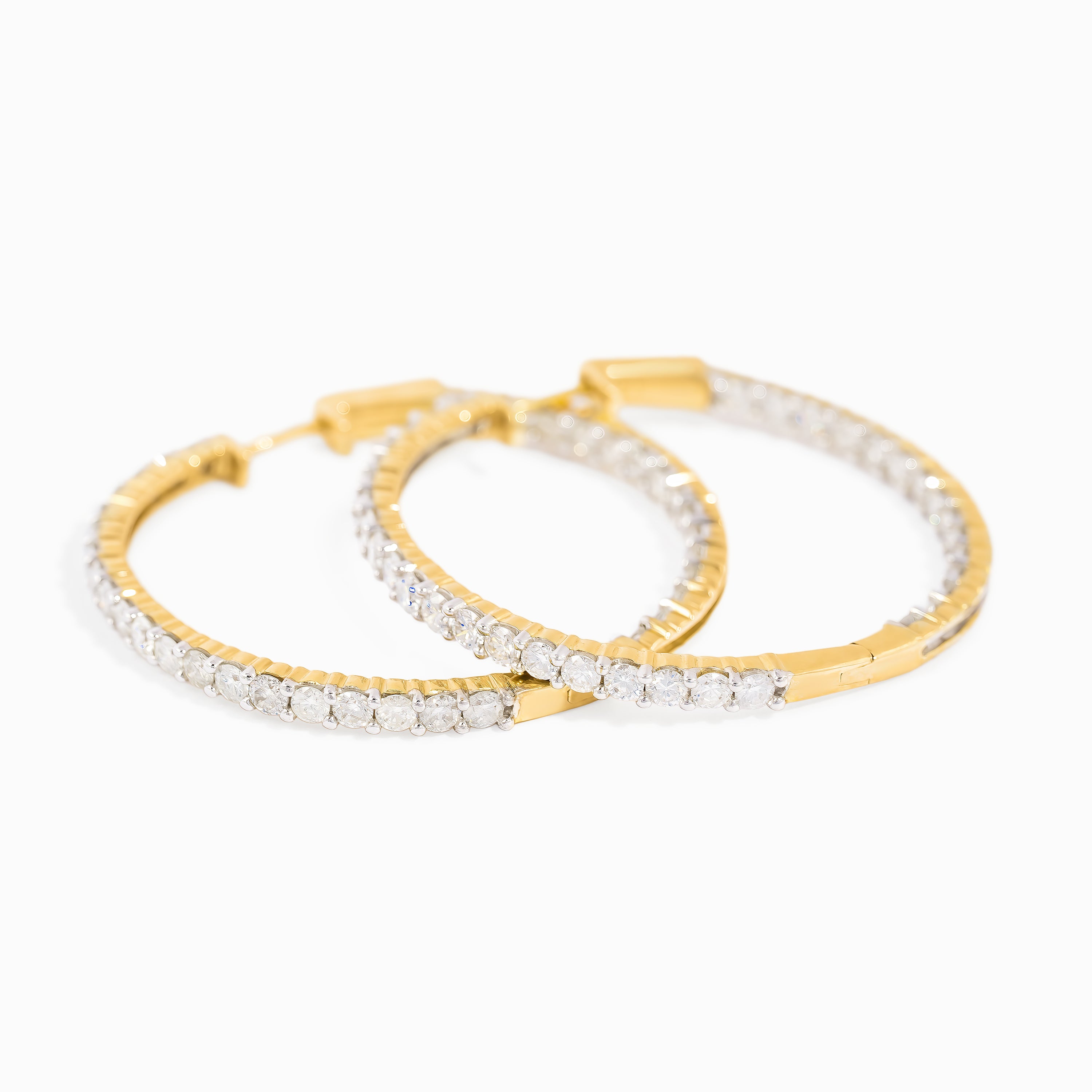 White Gold Hoop Earrings with Diamond Only Stones