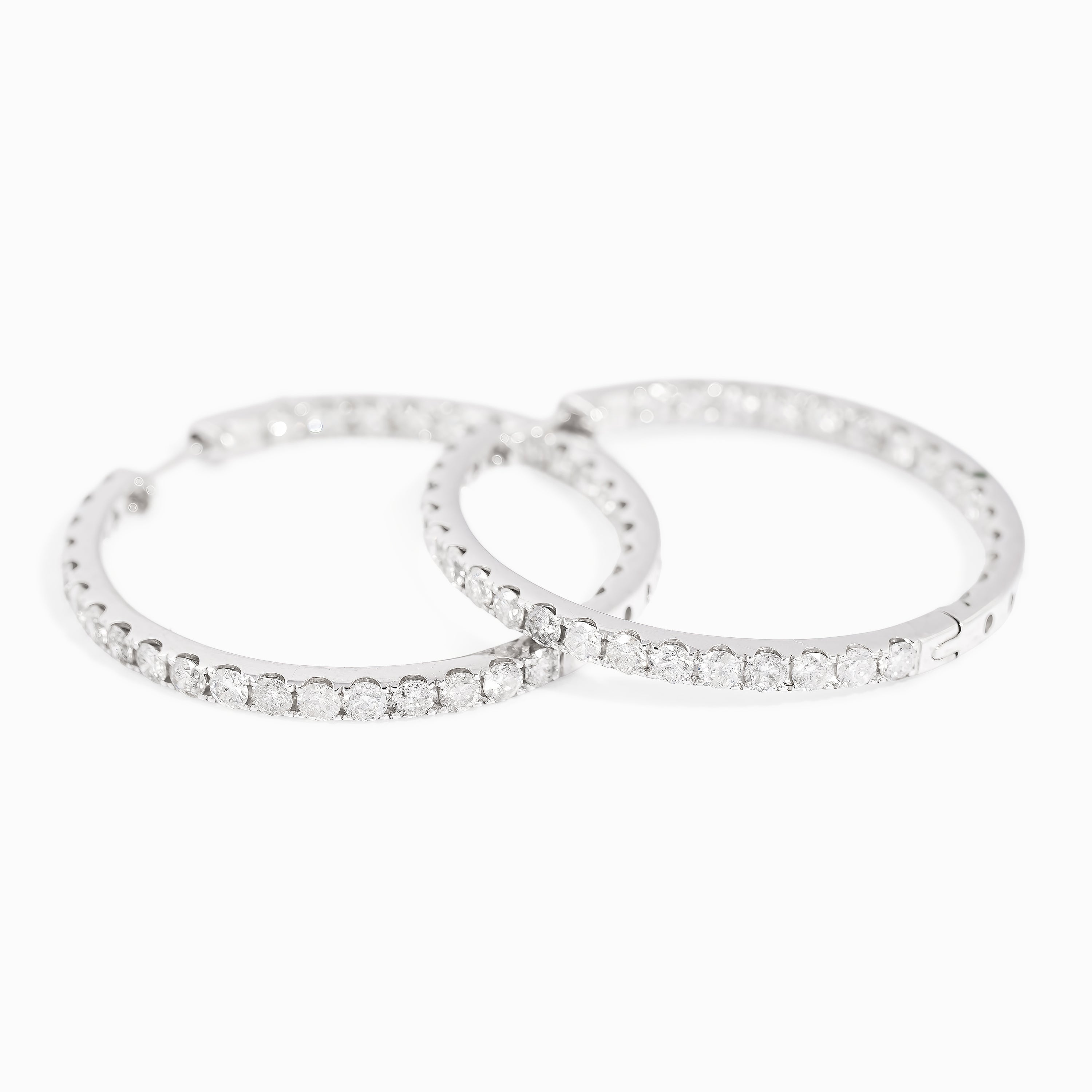 White Gold Hoop Earrings with Diamond Only Stones