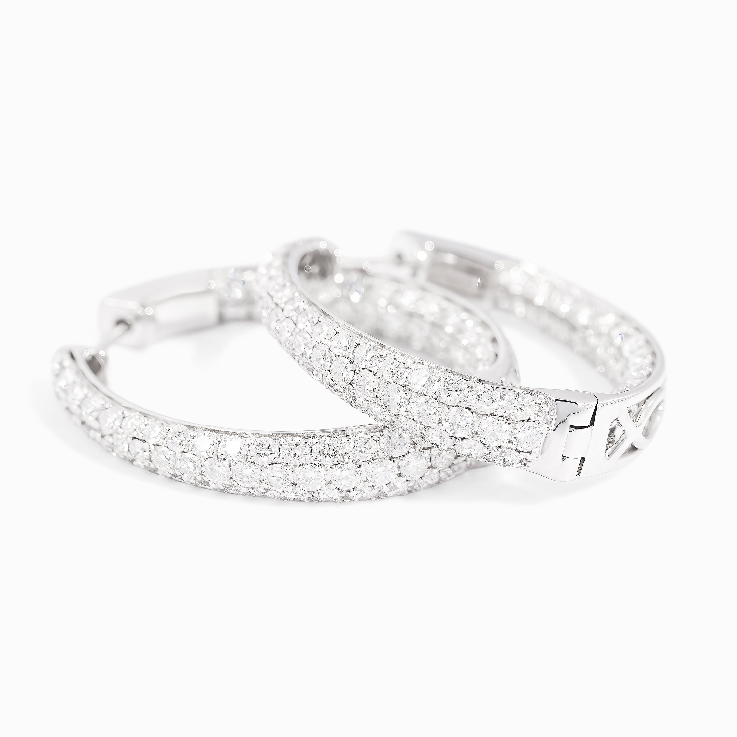 White Gold Hoop Earrings with Diamond Only Stones