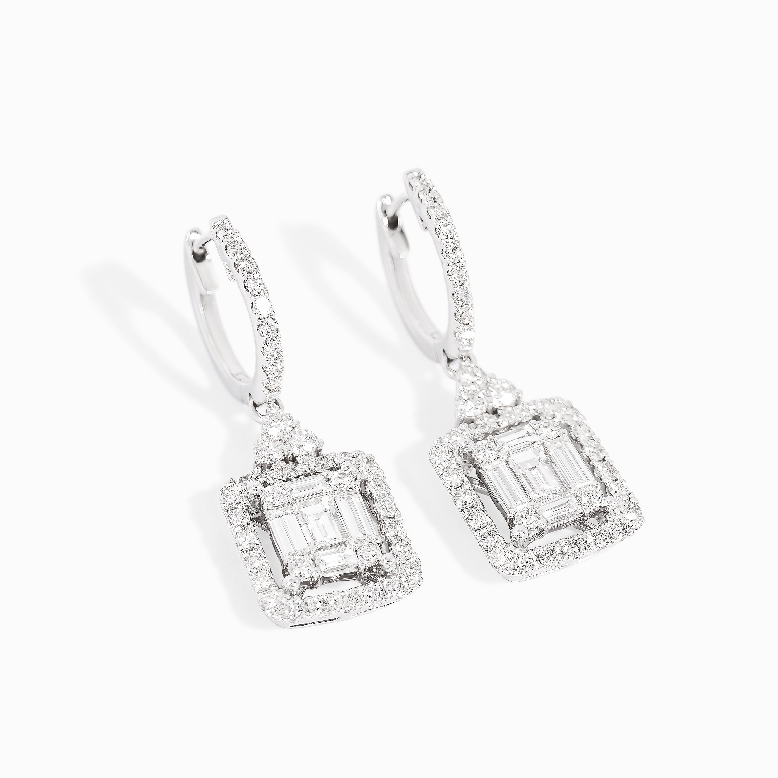 White Gold Drop Earrings with Diamond Only Stones