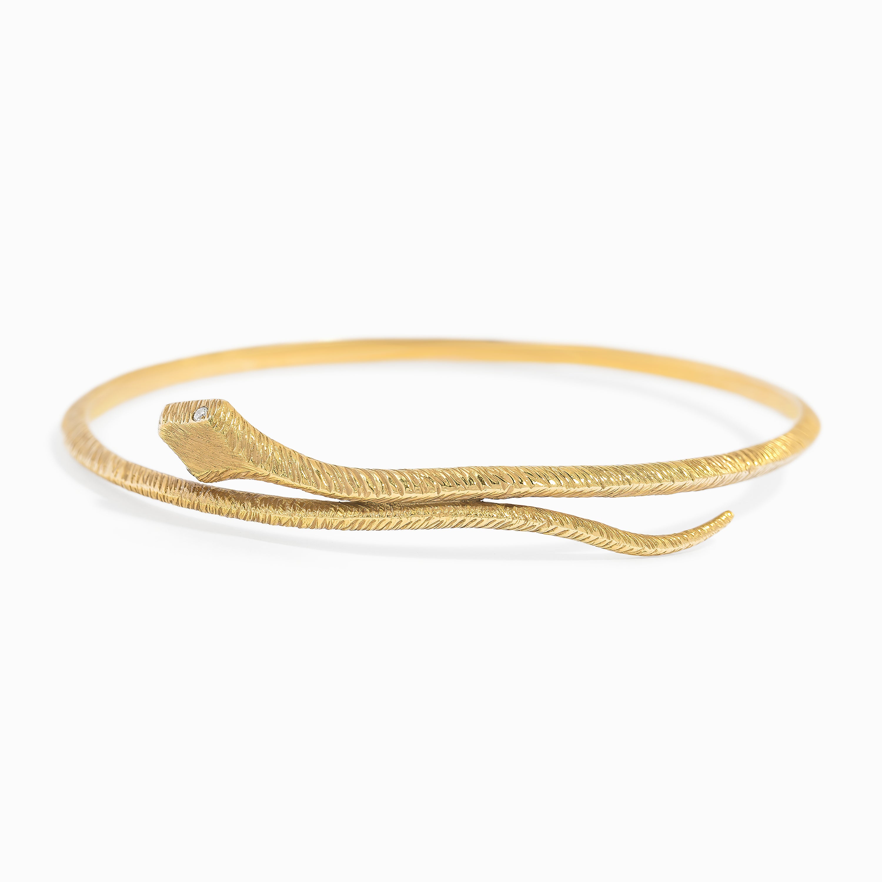 Yellow Gold Bangle Bracelet with Diamond Only Stones