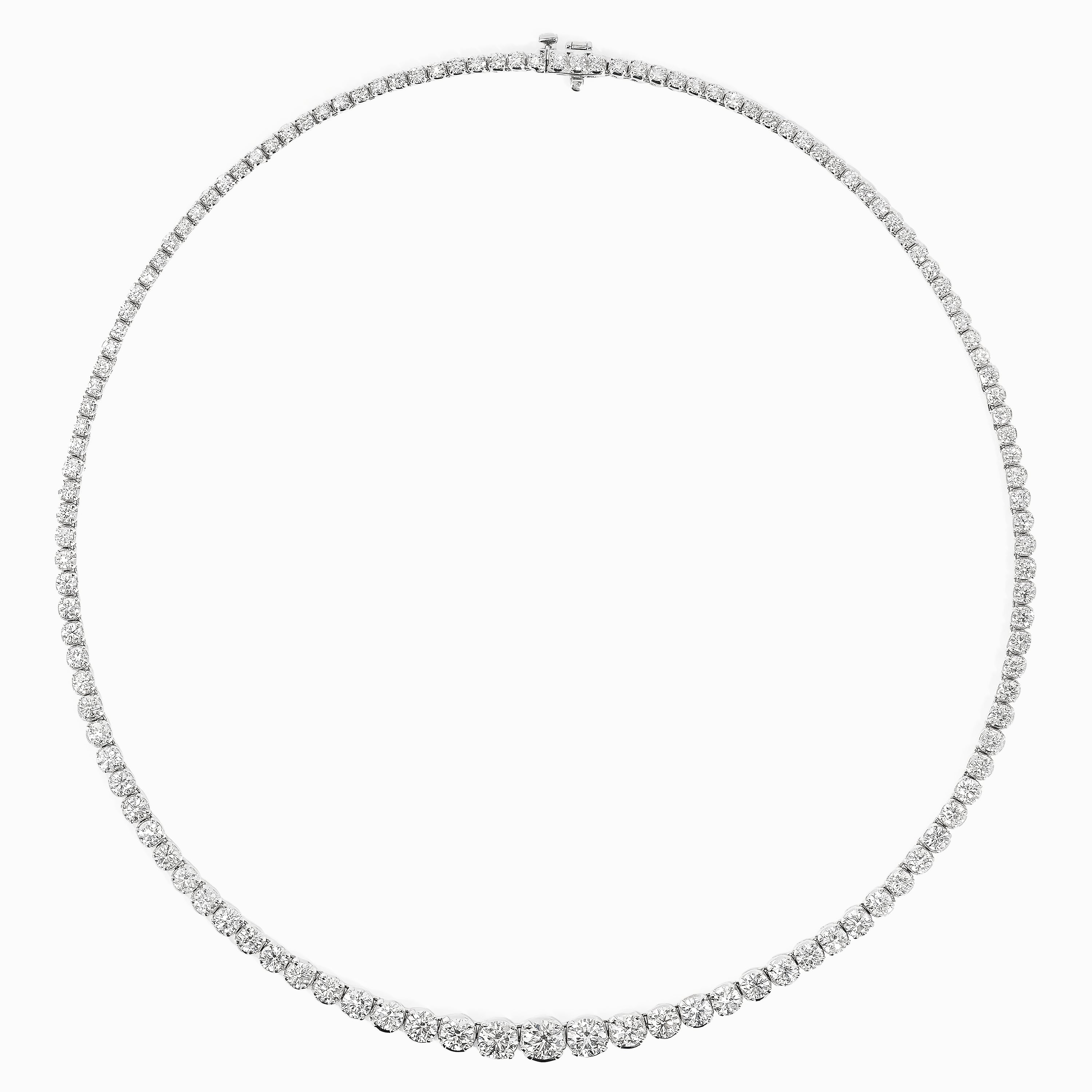 White Gold Tennis Necklace with Diamond Only Stones