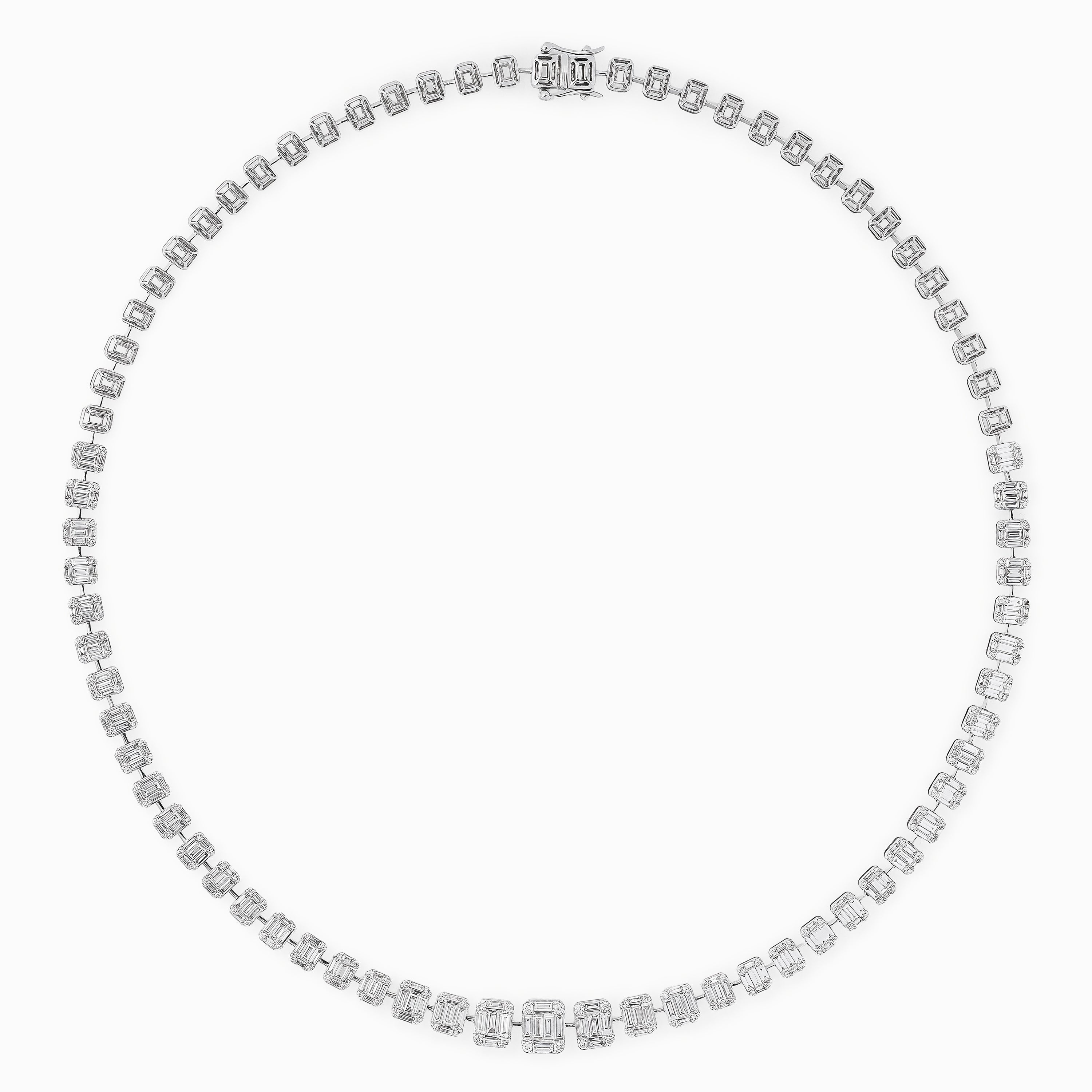 White Gold Tennis Gemstone Necklace with Diamond Only Stones