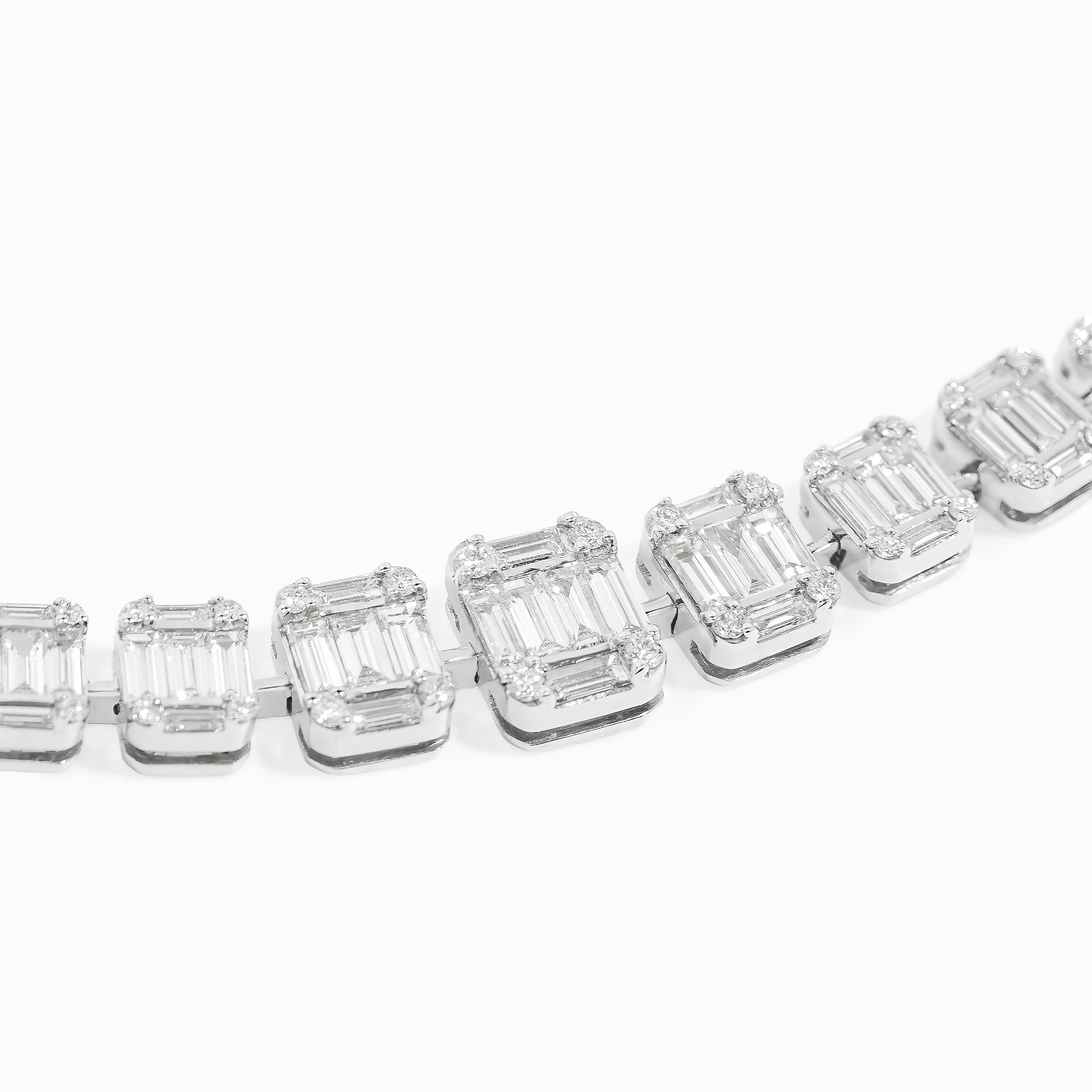 White Gold Tennis Gemstone Necklace with Diamond Only Stones