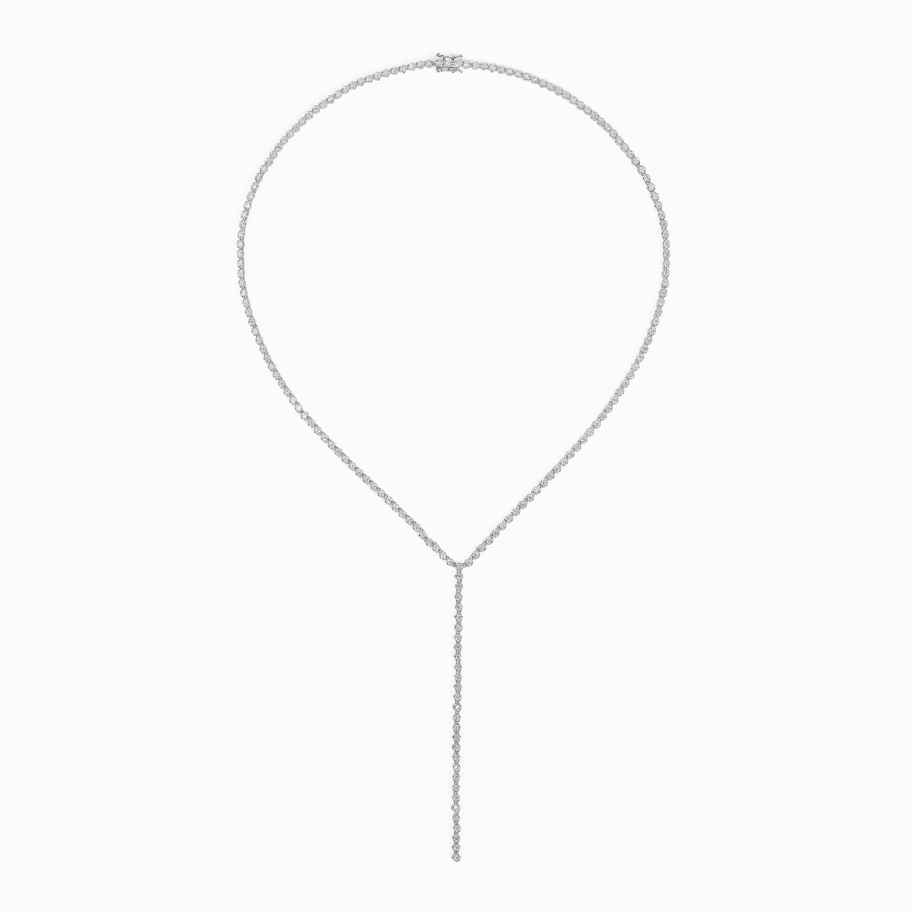 White Gold Y-Shape Necklace with Diamond Only Stones