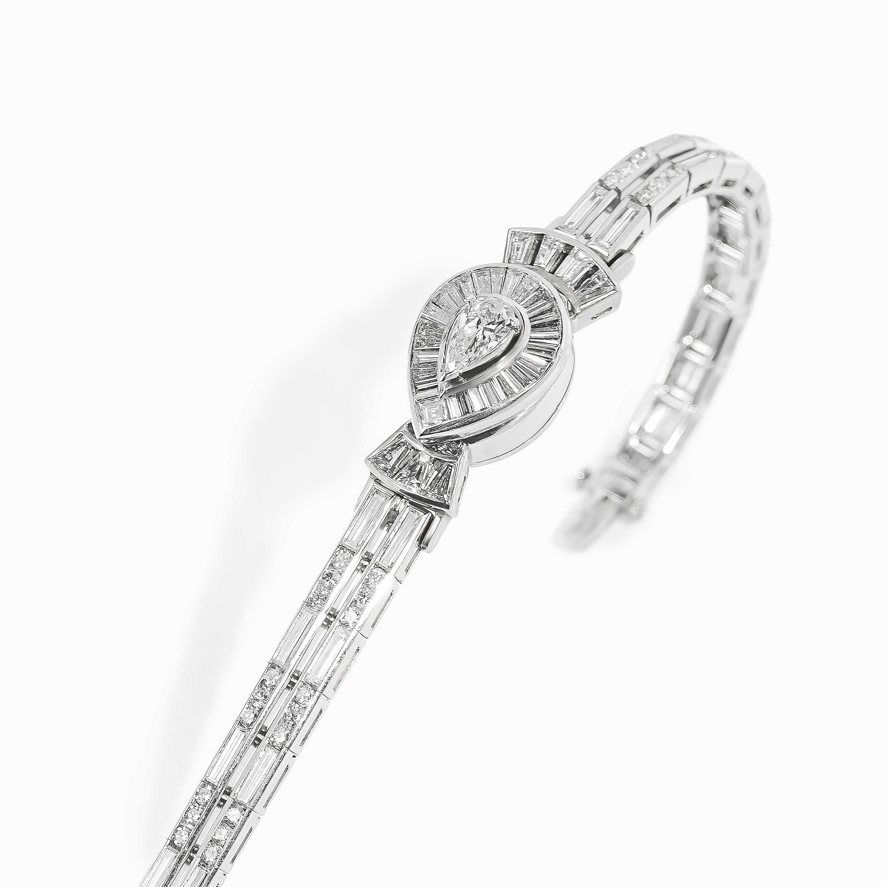 Platinum Bangle Bracelet with Diamond Only Stones