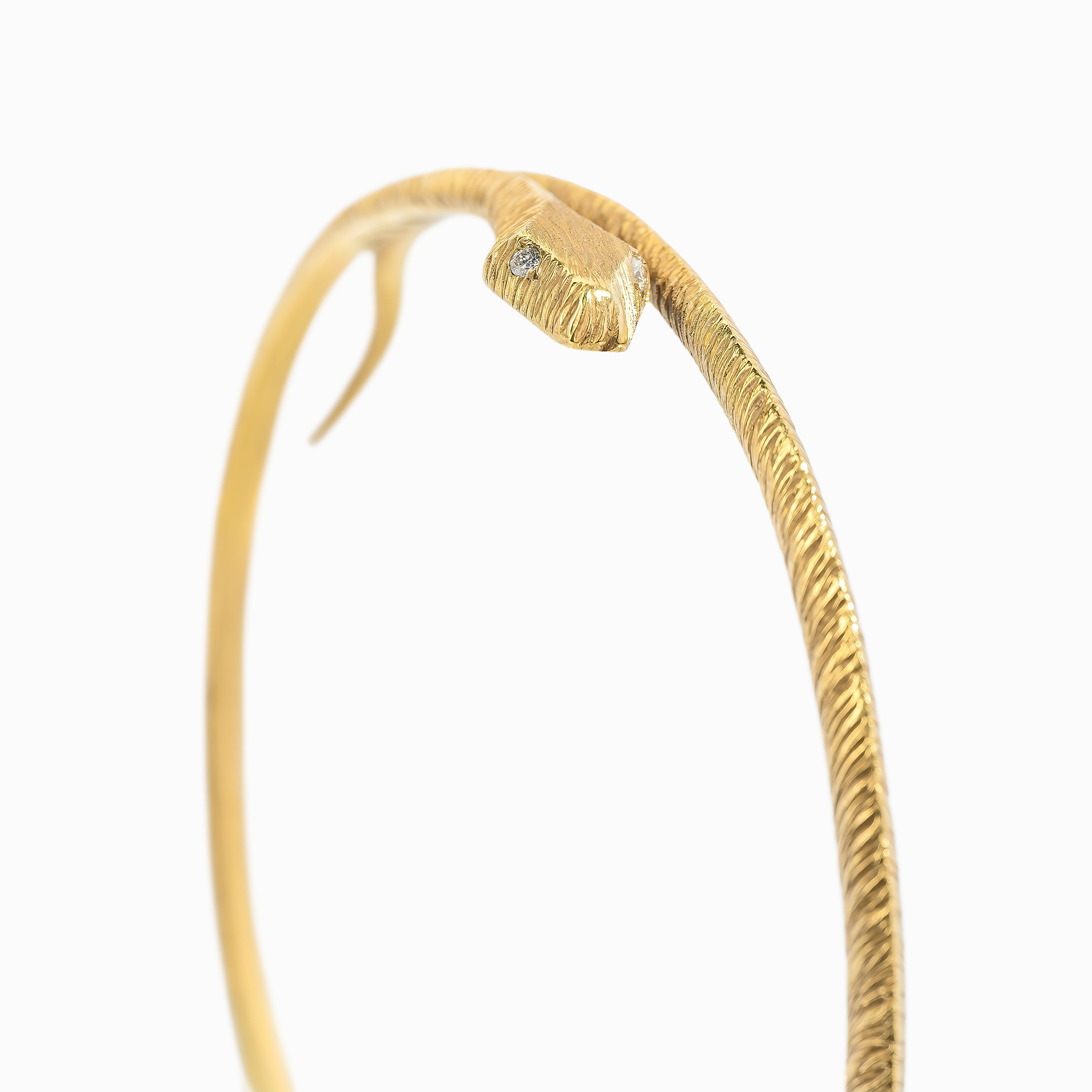 Yellow Gold Bangle Bracelet with Diamond Only Stones