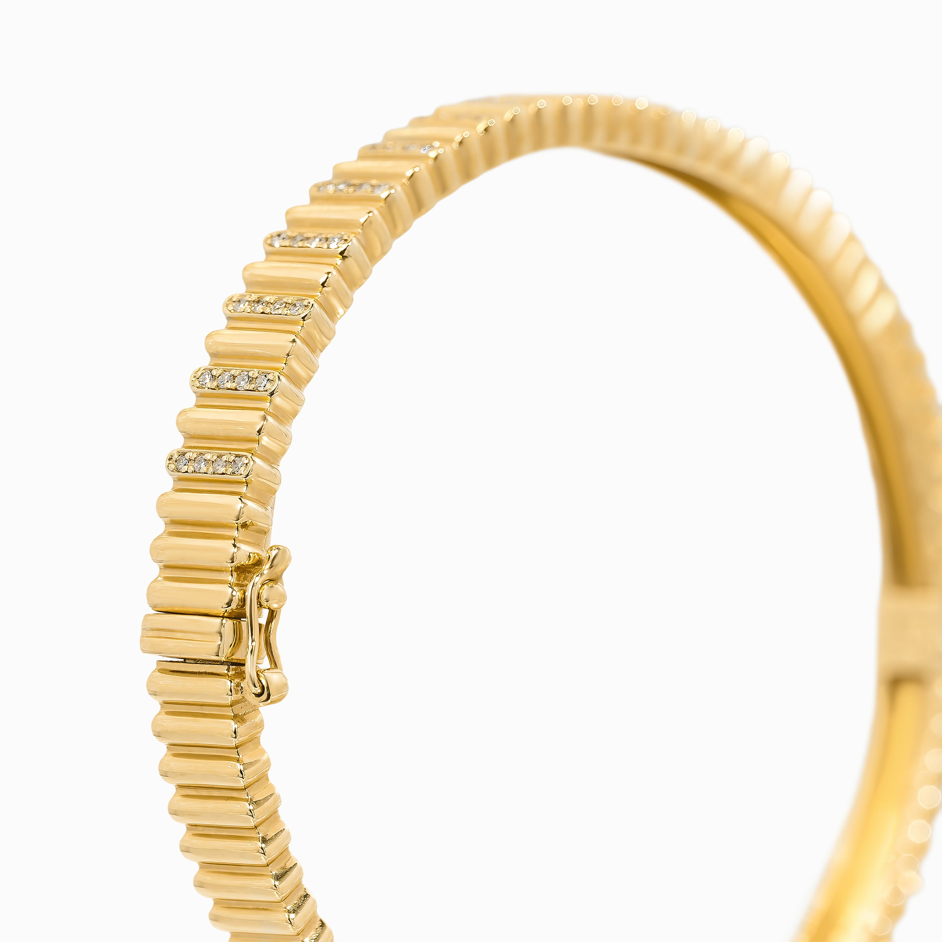 Yellow Gold Bangle Bracelet with Diamond Only Stones