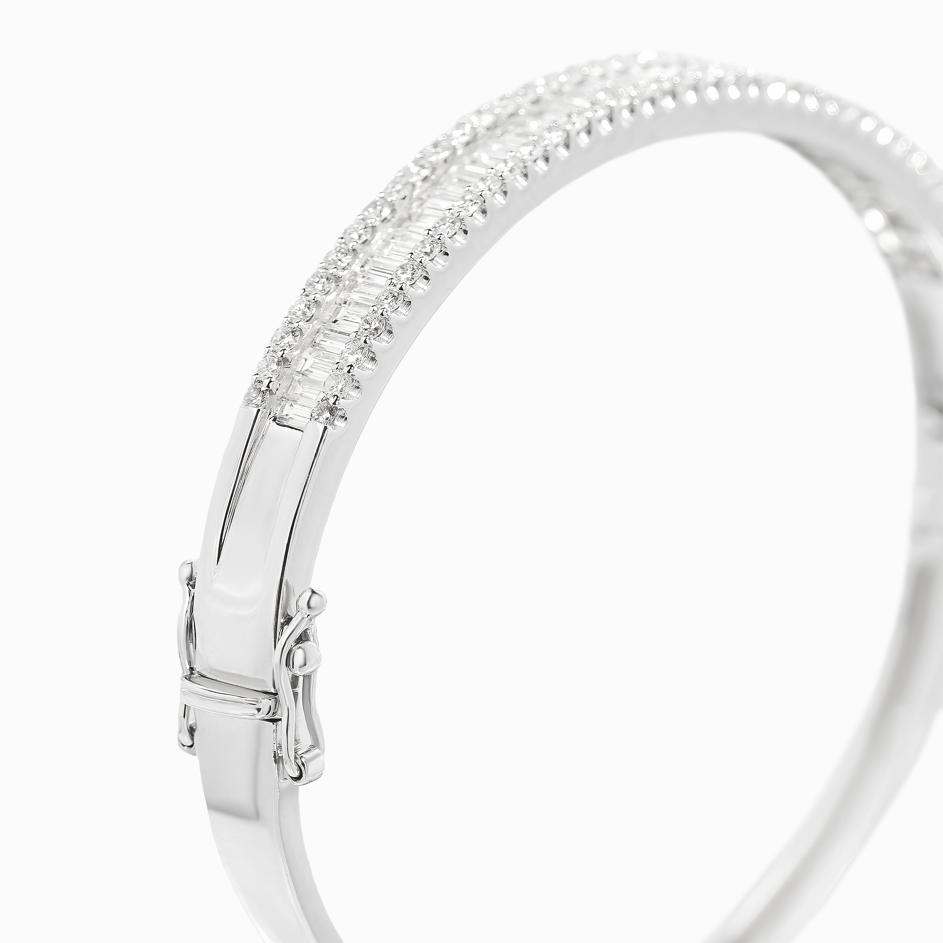 White Gold Bangle Bracelet with Diamond Only Stones
