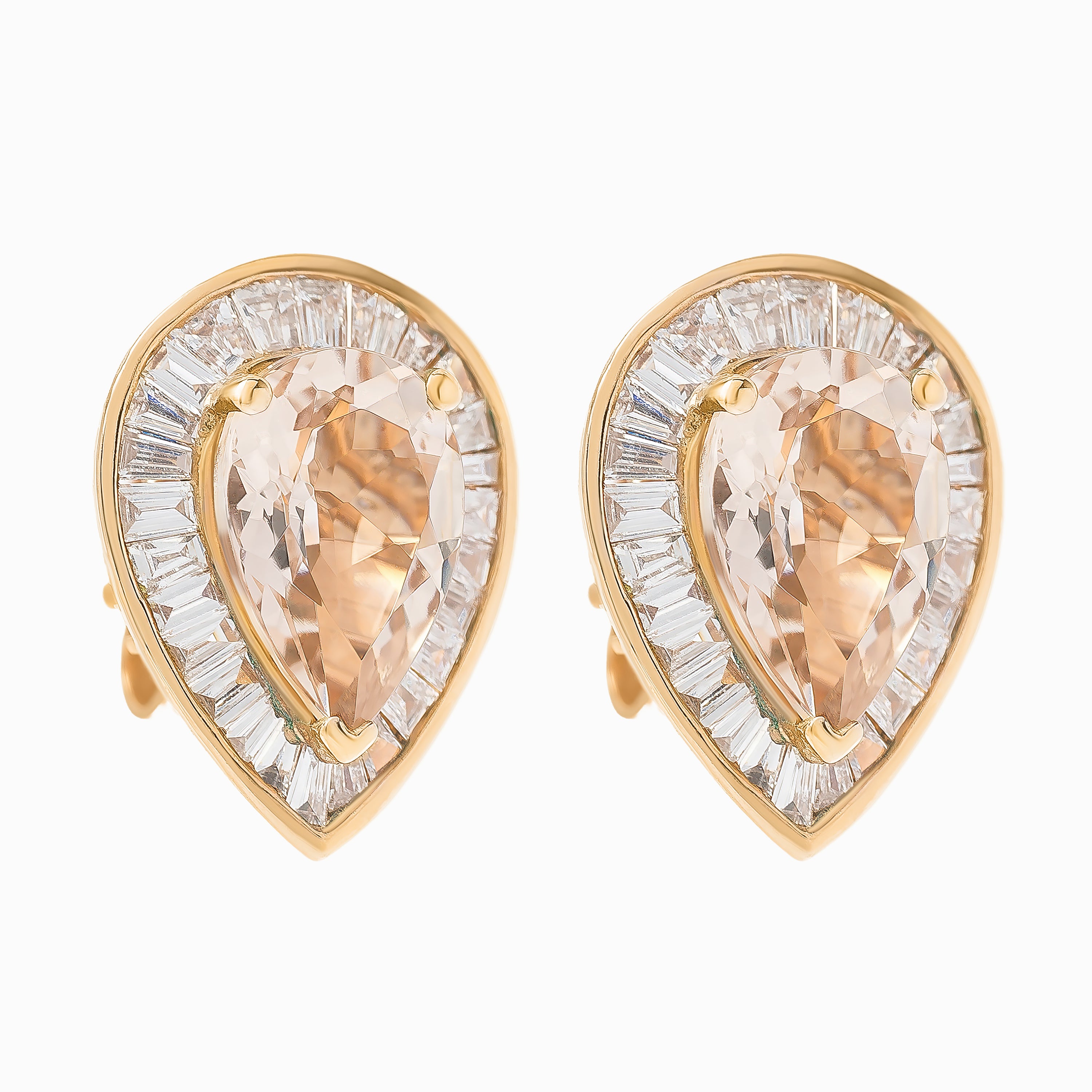 Rose Gold Stud Earrings with Diamond, Morganite Stones