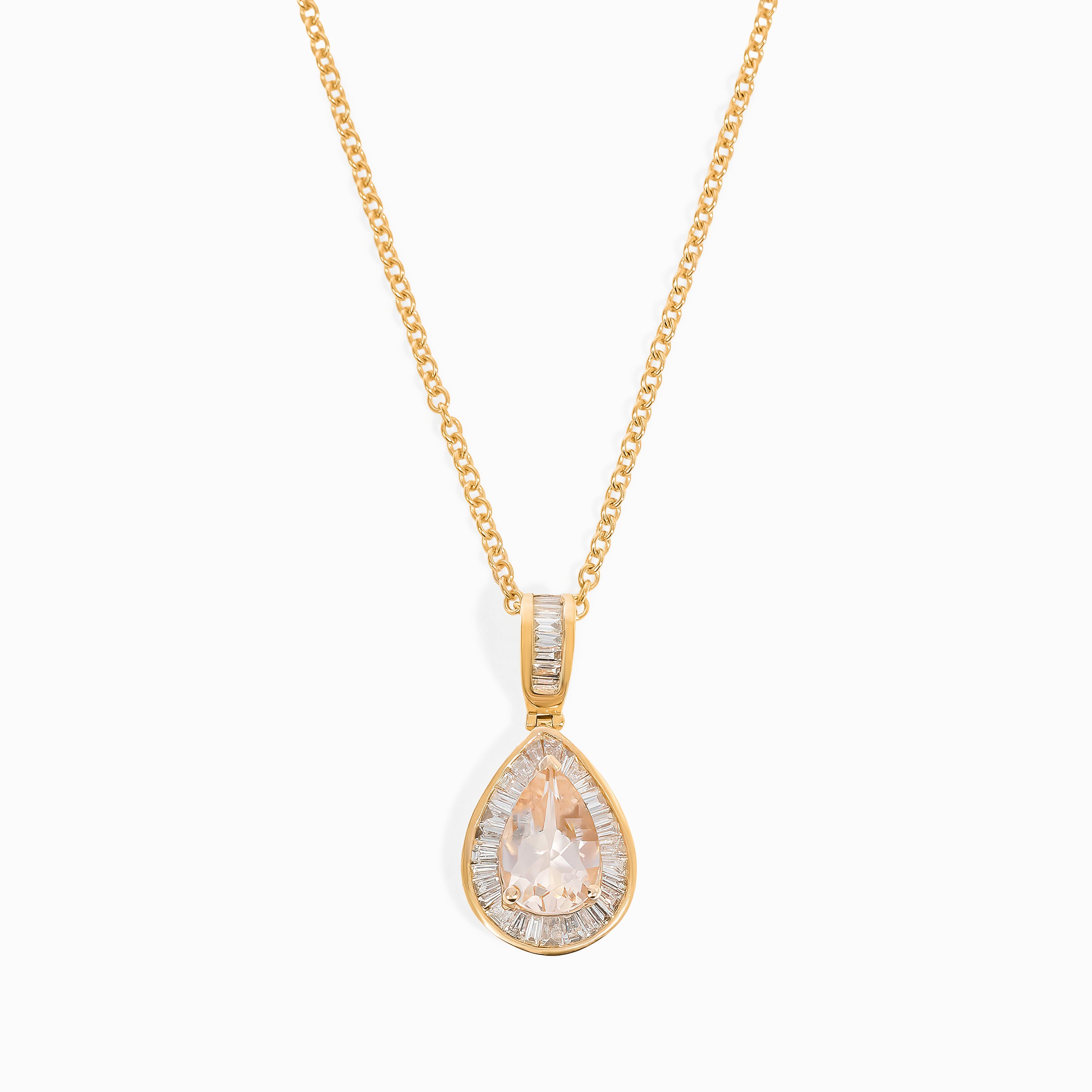 Rose Gold Pendant Necklace with Diamond, Morganite Stones