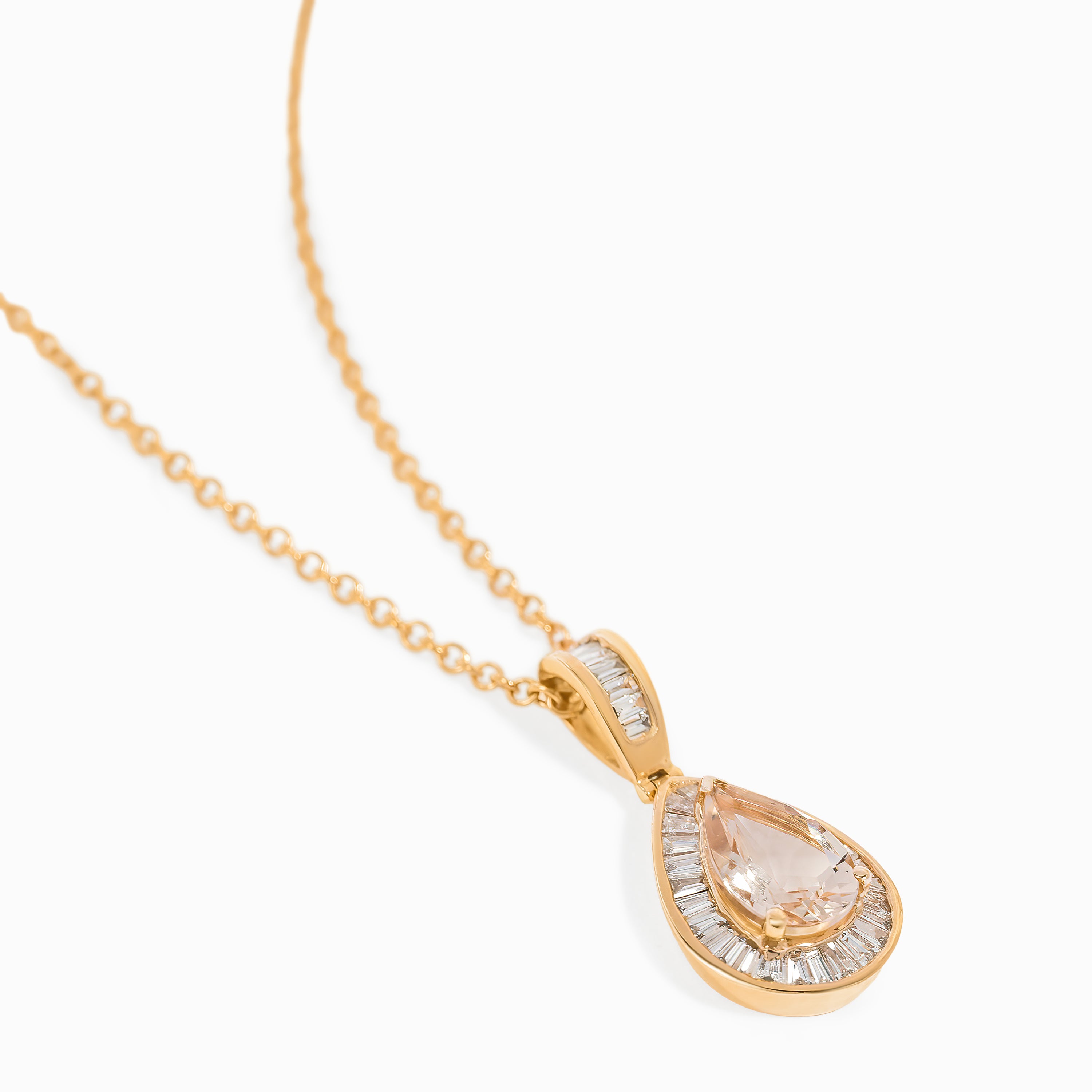 Rose Gold Pendant Necklace with Diamond, Morganite Stones