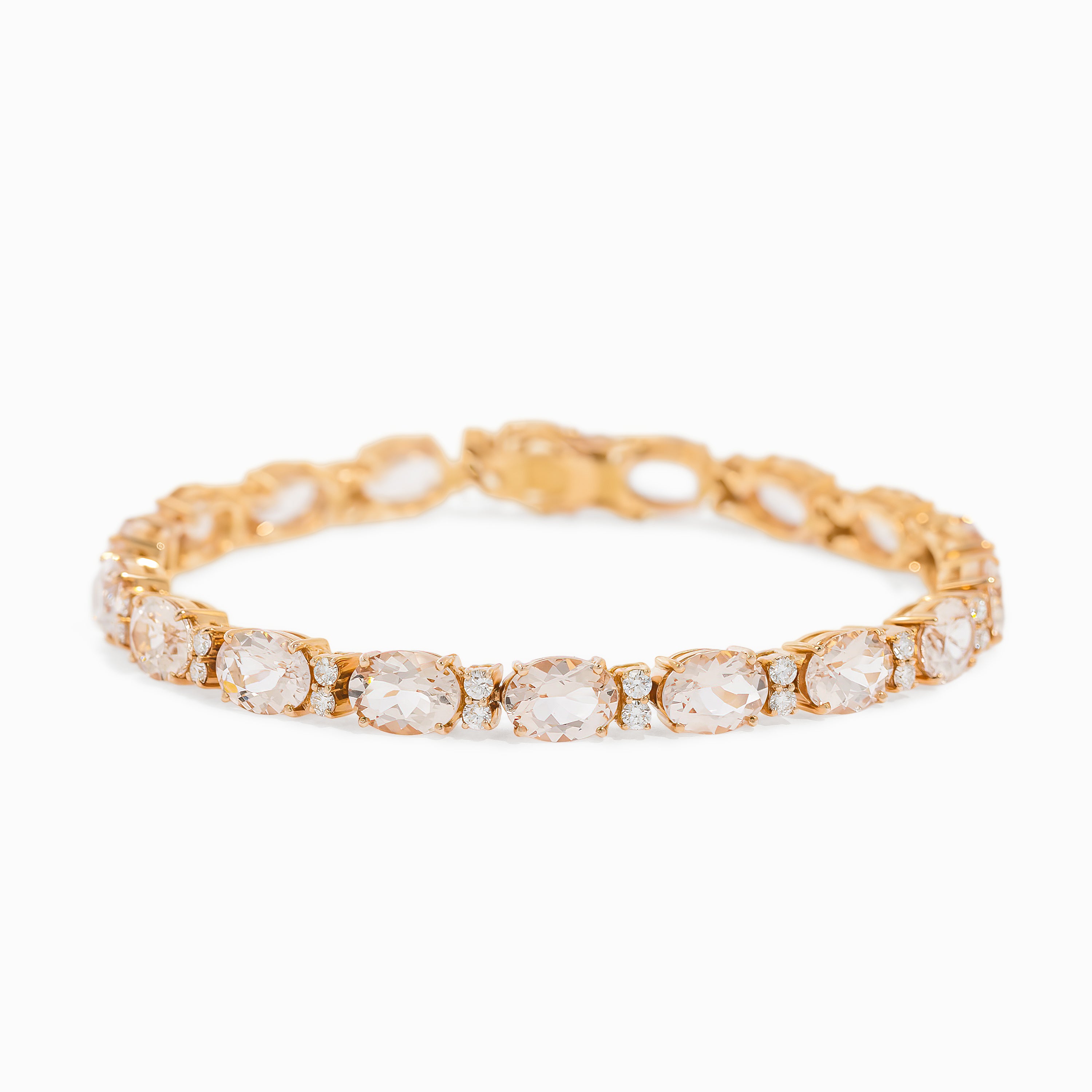 Rose Gold Gemstone Bracelet with Morganite Stones
