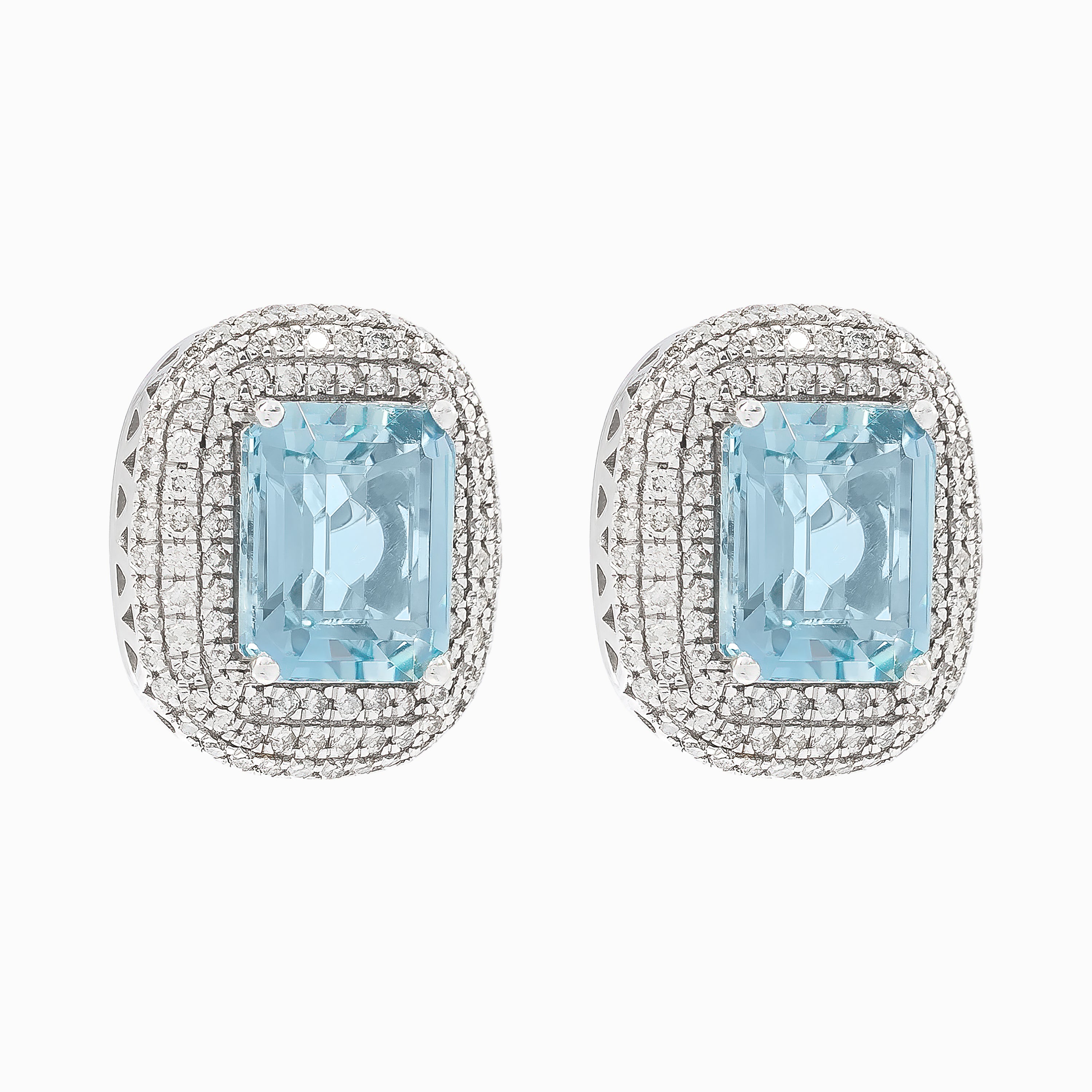 White Gold Gemstone Earrings with Aquamarine Stones