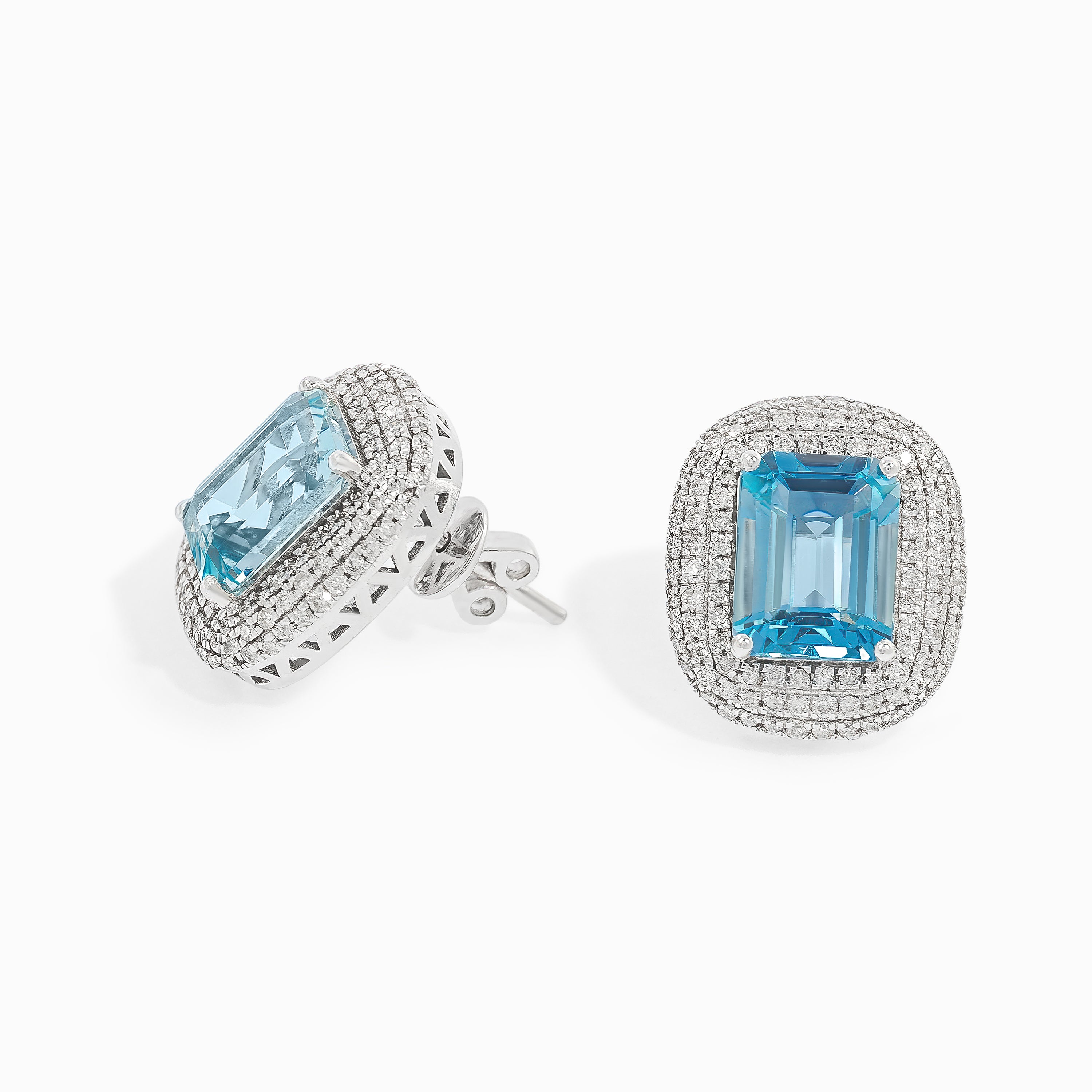 White Gold Gemstone Earrings with Aquamarine Stones