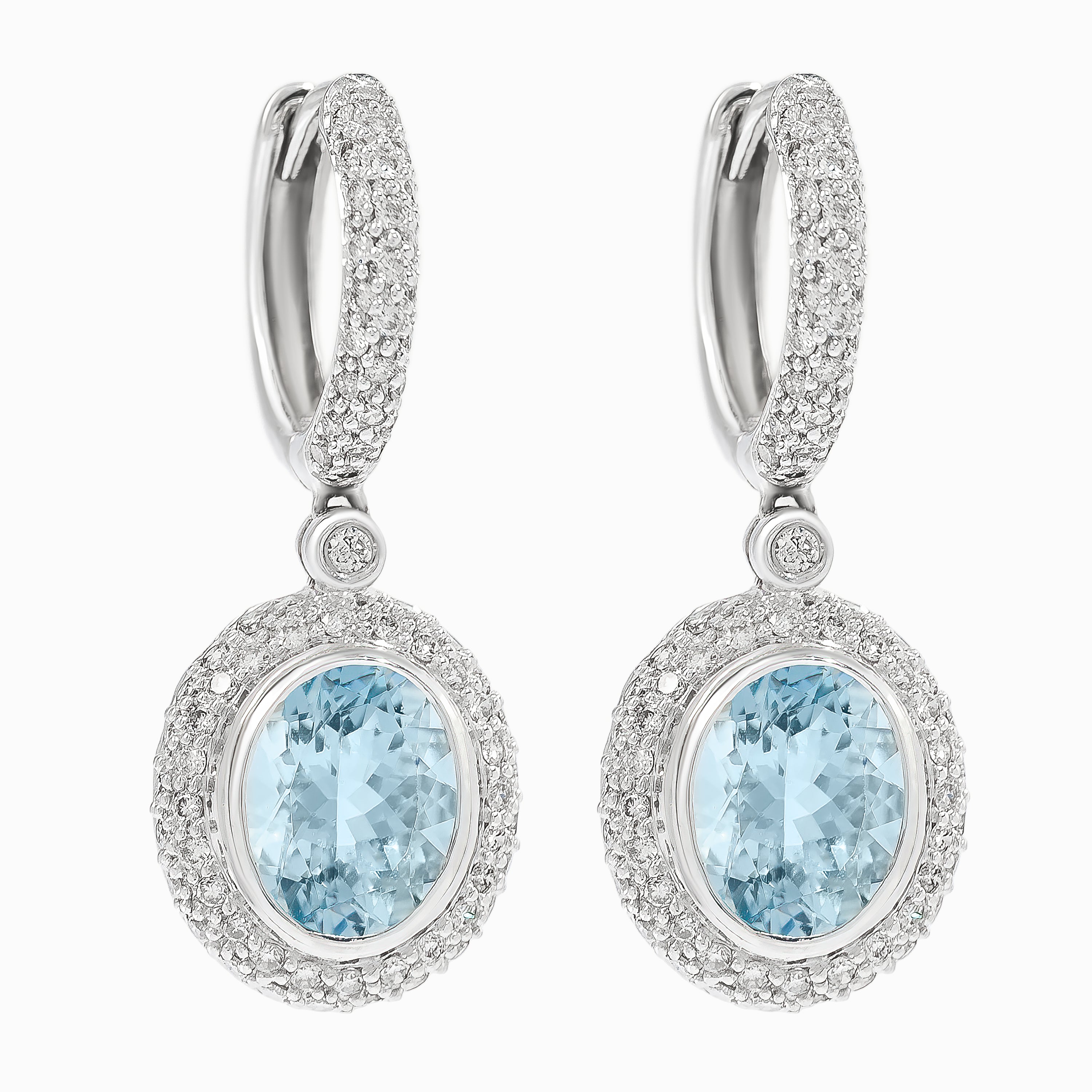 White Gold Drop Earrings with Aquamarine Stones