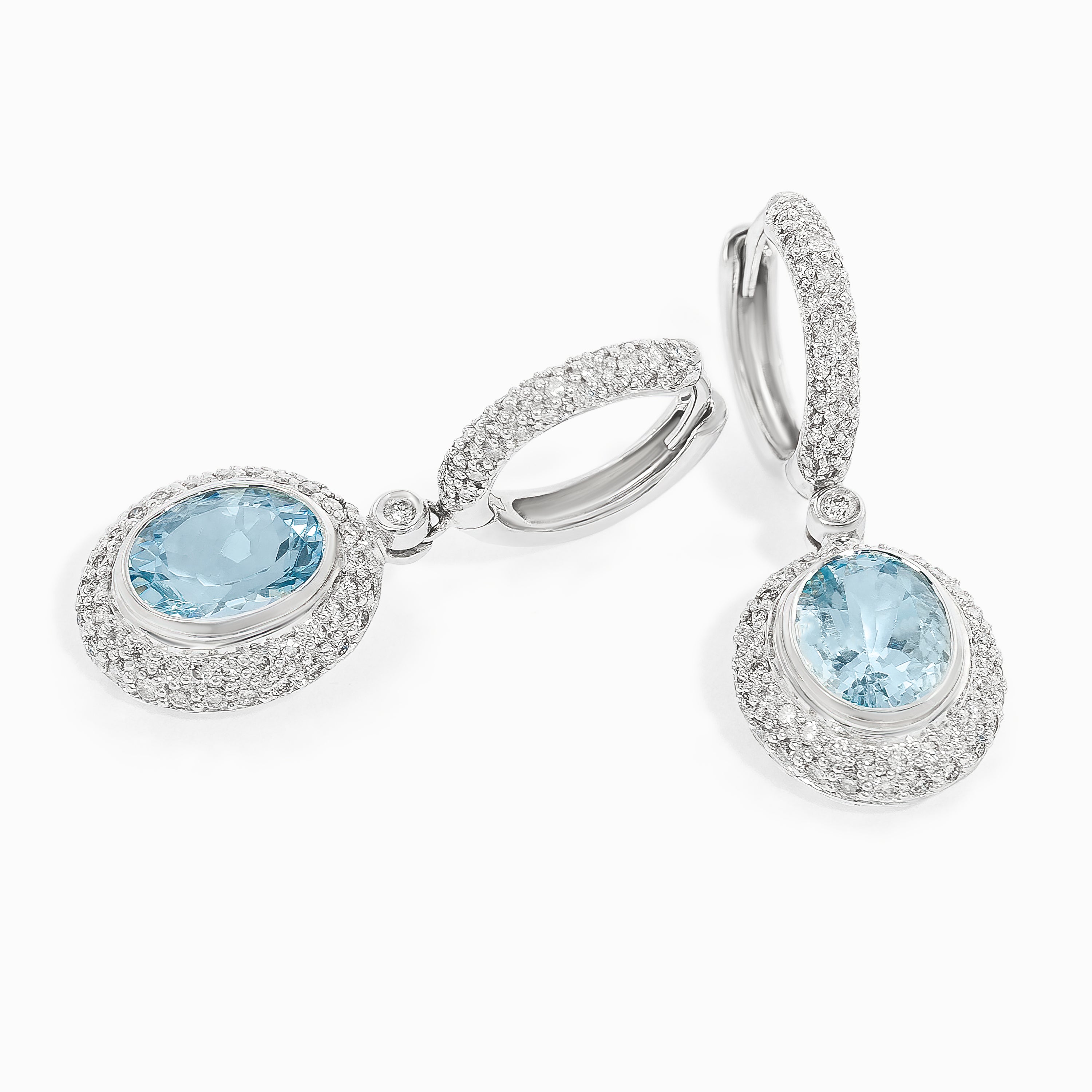 White Gold Drop Earrings with Aquamarine Stones