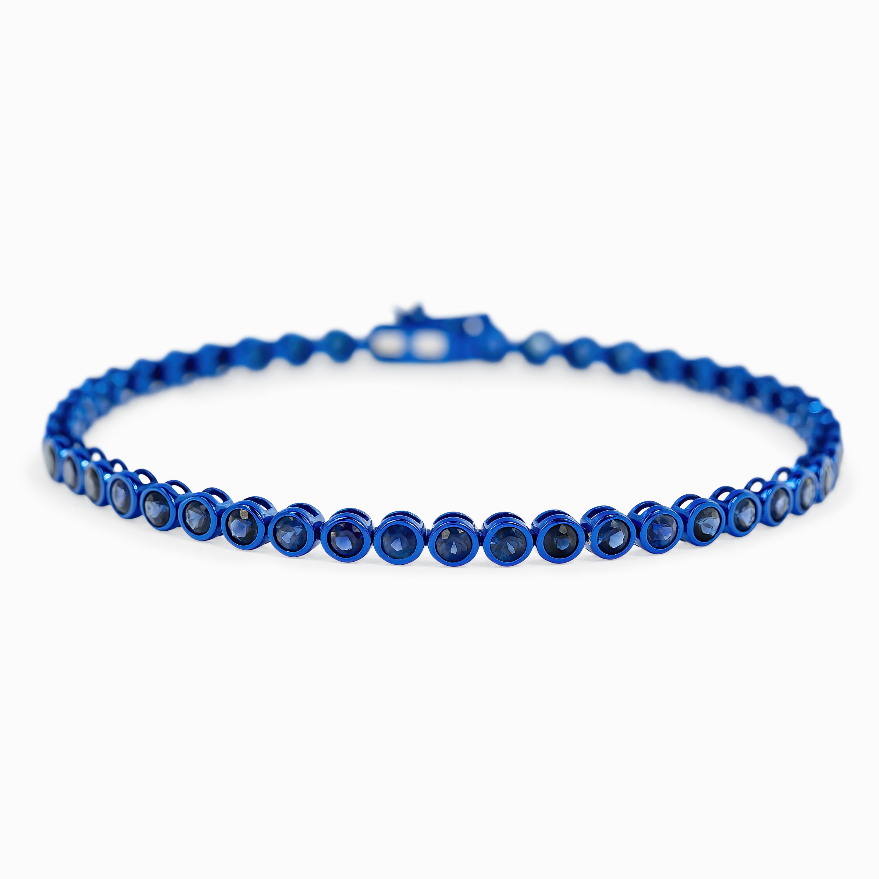 White Gold Tennis Bracelet with Sapphire Stones