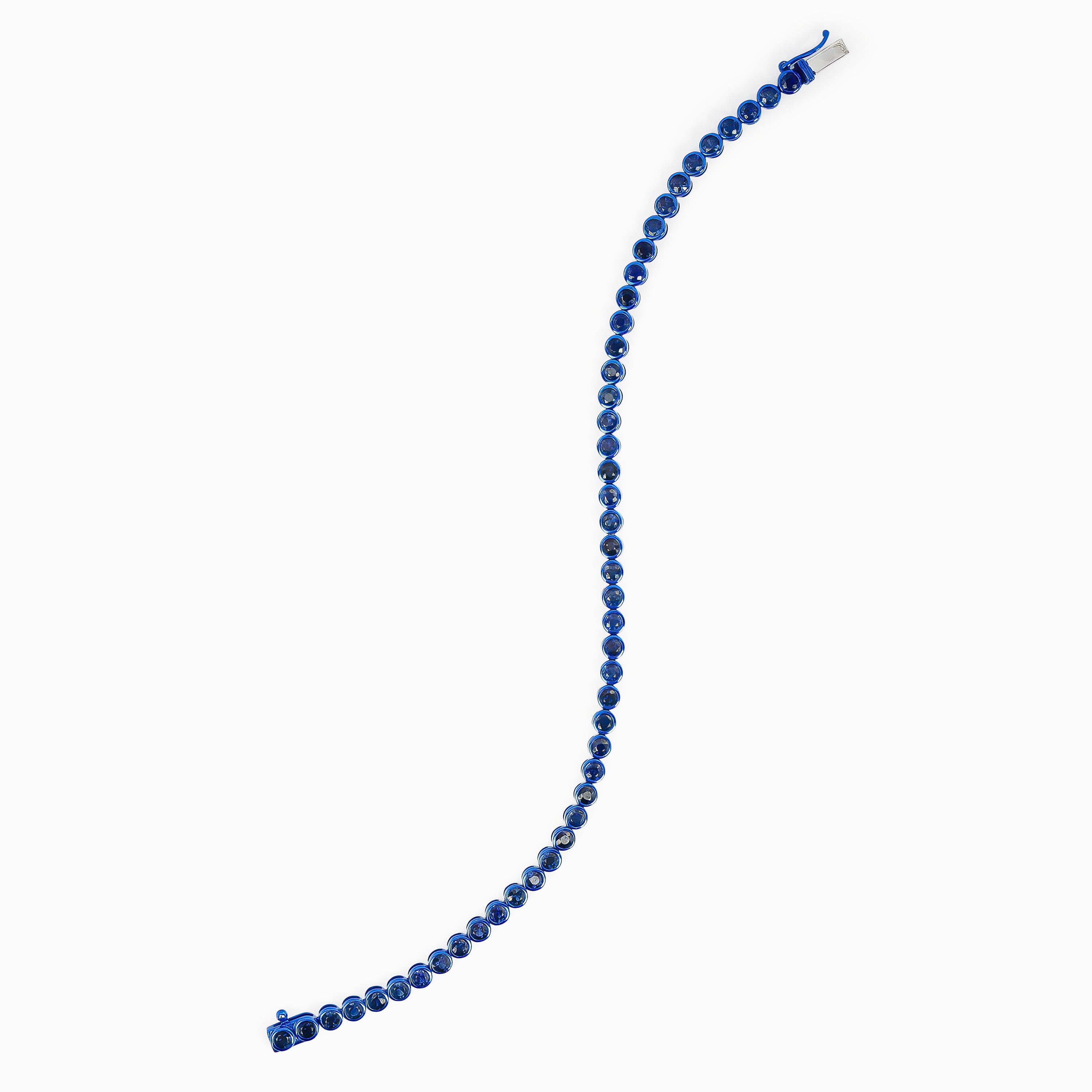 White Gold Tennis Bracelet with Sapphire Stones