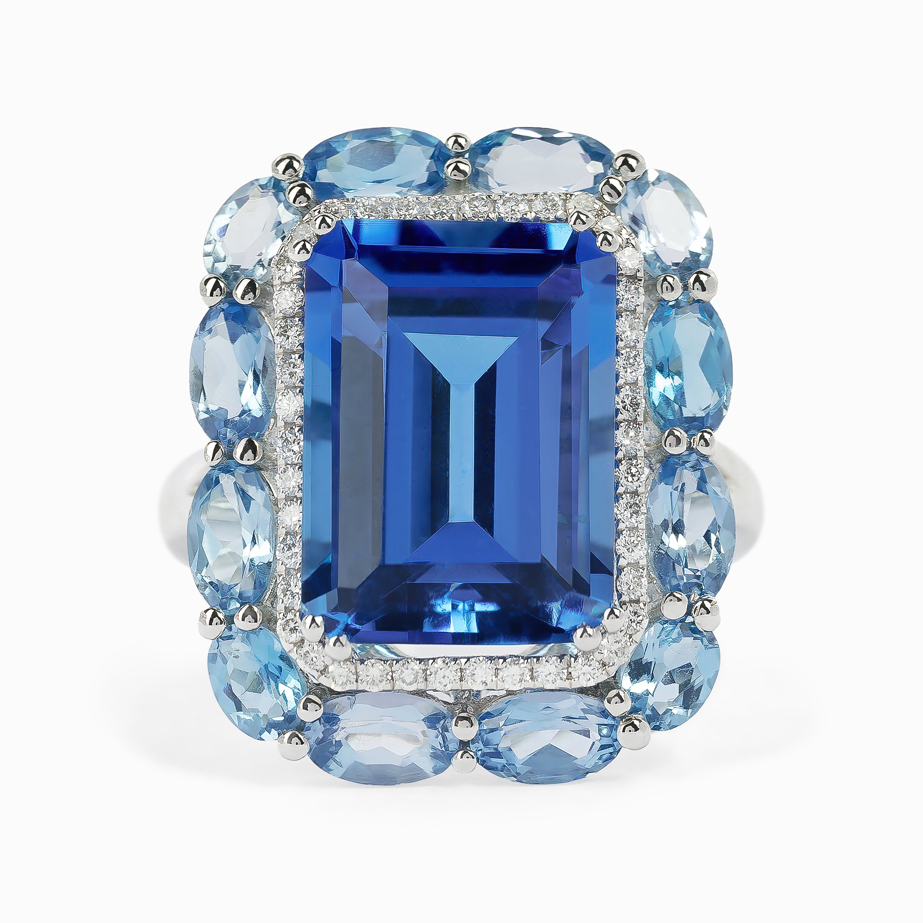 White Gold Ring with Diamond, Topaz Stones