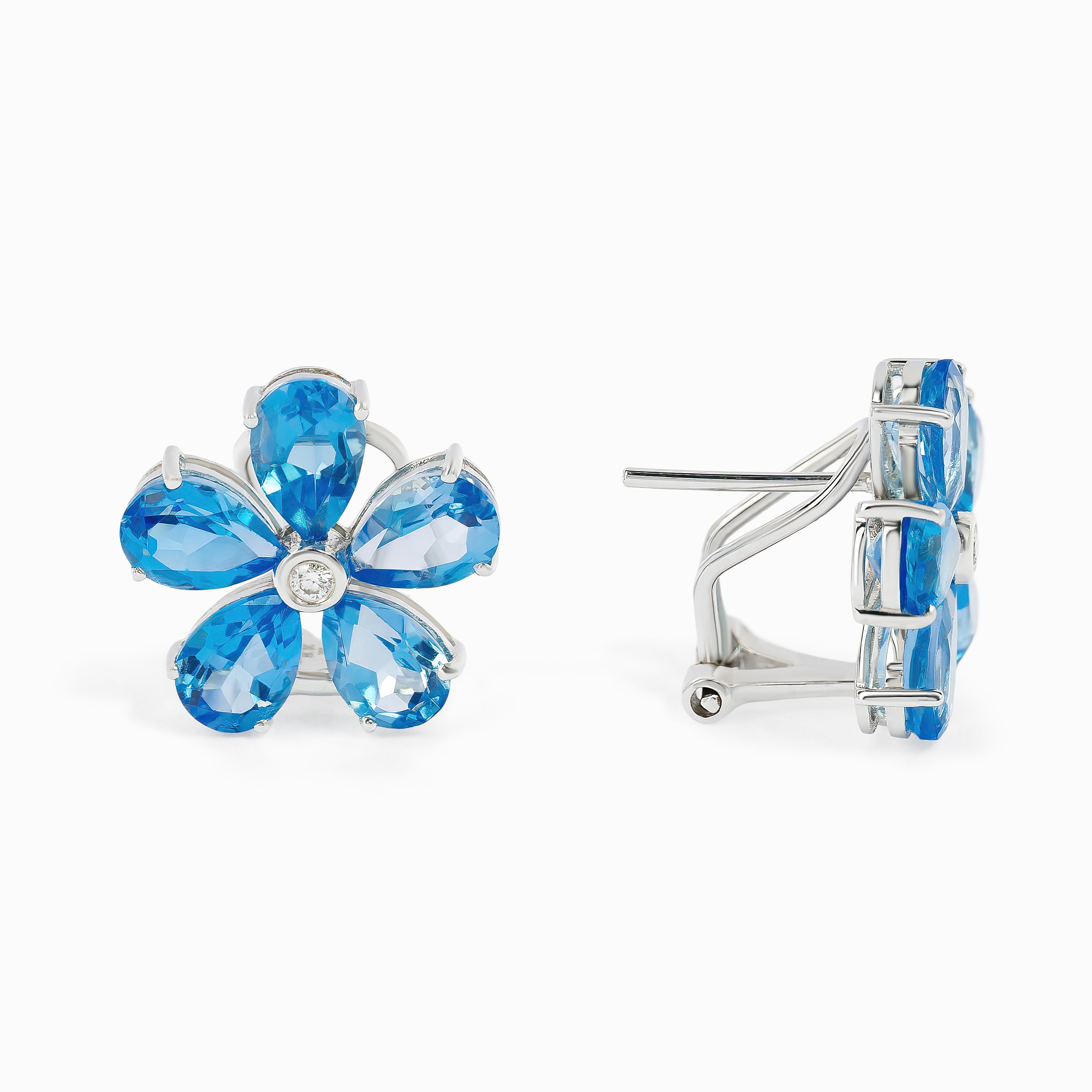 White Gold Stud Earrings with Topaz Stones