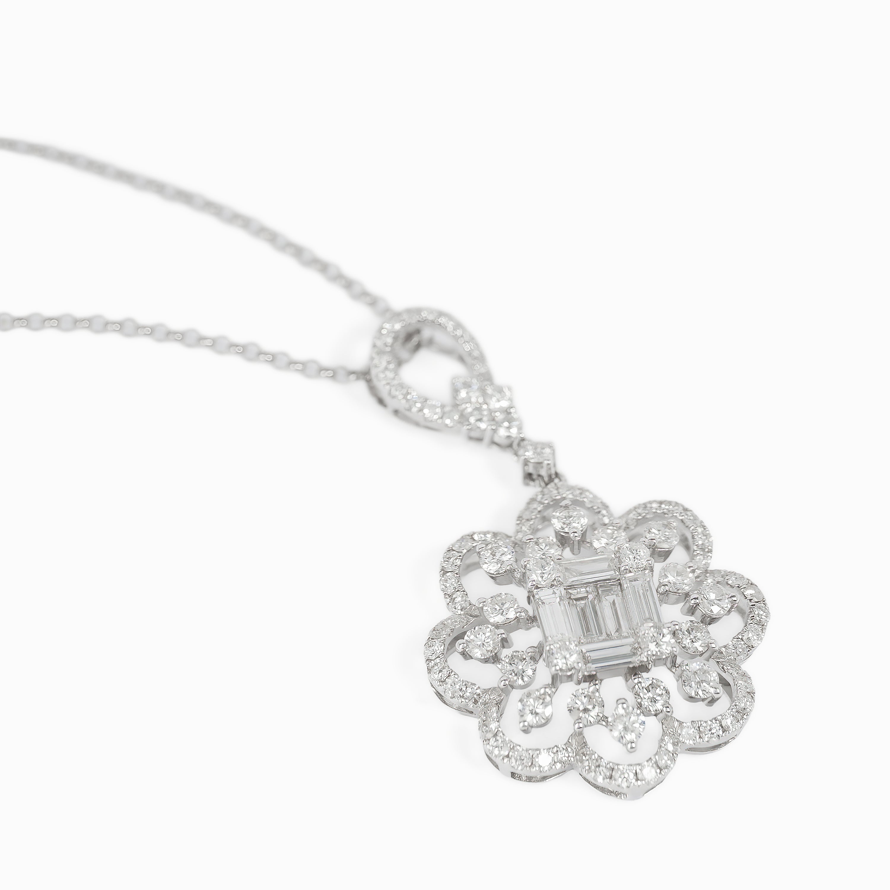 White Gold Pendant Necklace with Diamond Only Stones