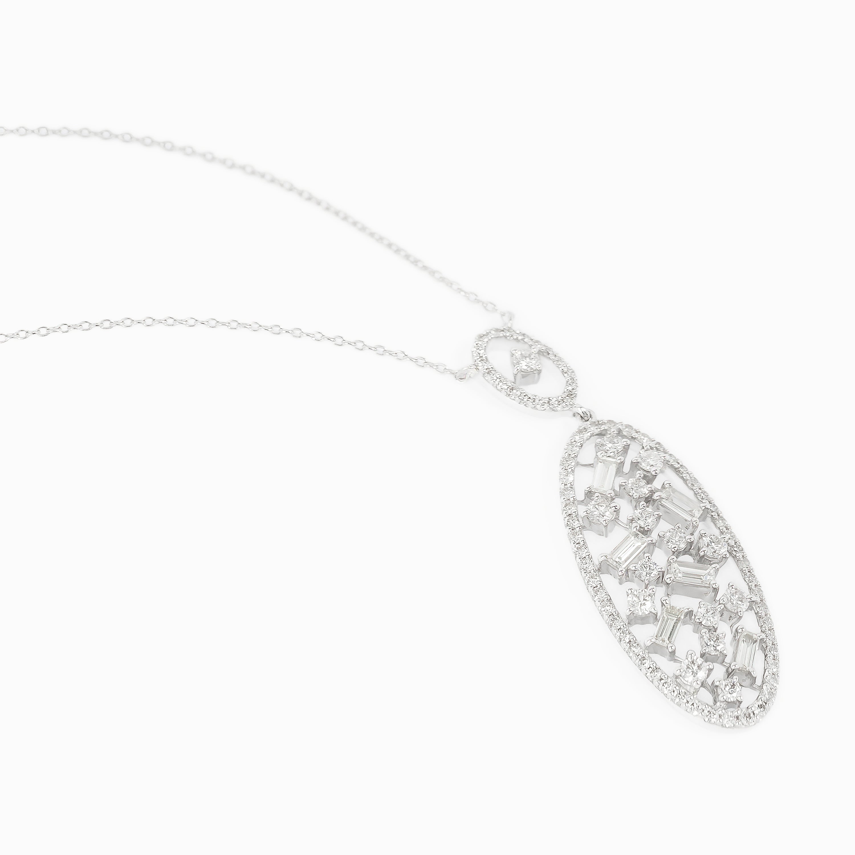 White Gold Pendant Necklace with Diamond Only Stones