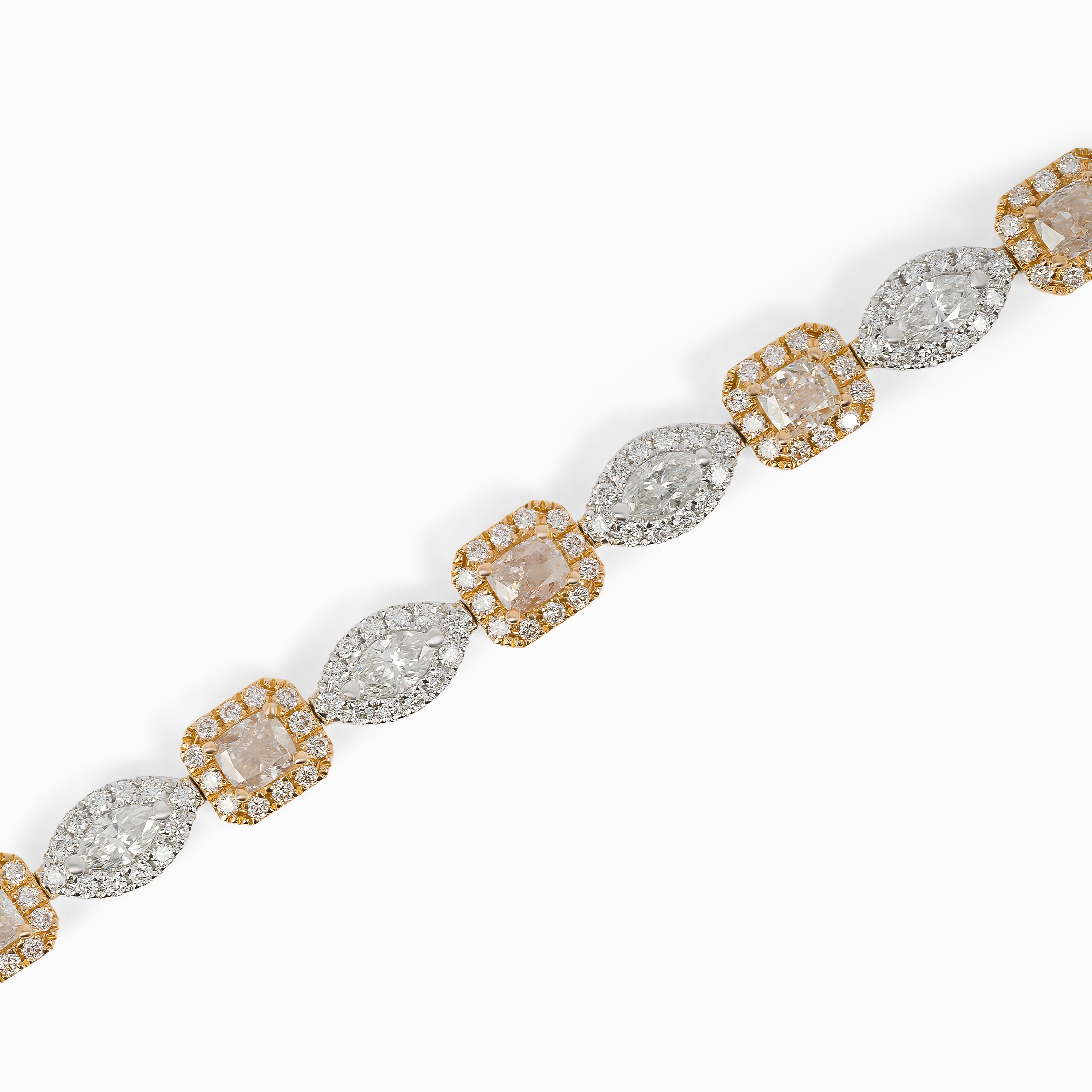 White Gold Rose Gold Gemstone Bracelet with Diamond Only Stones
