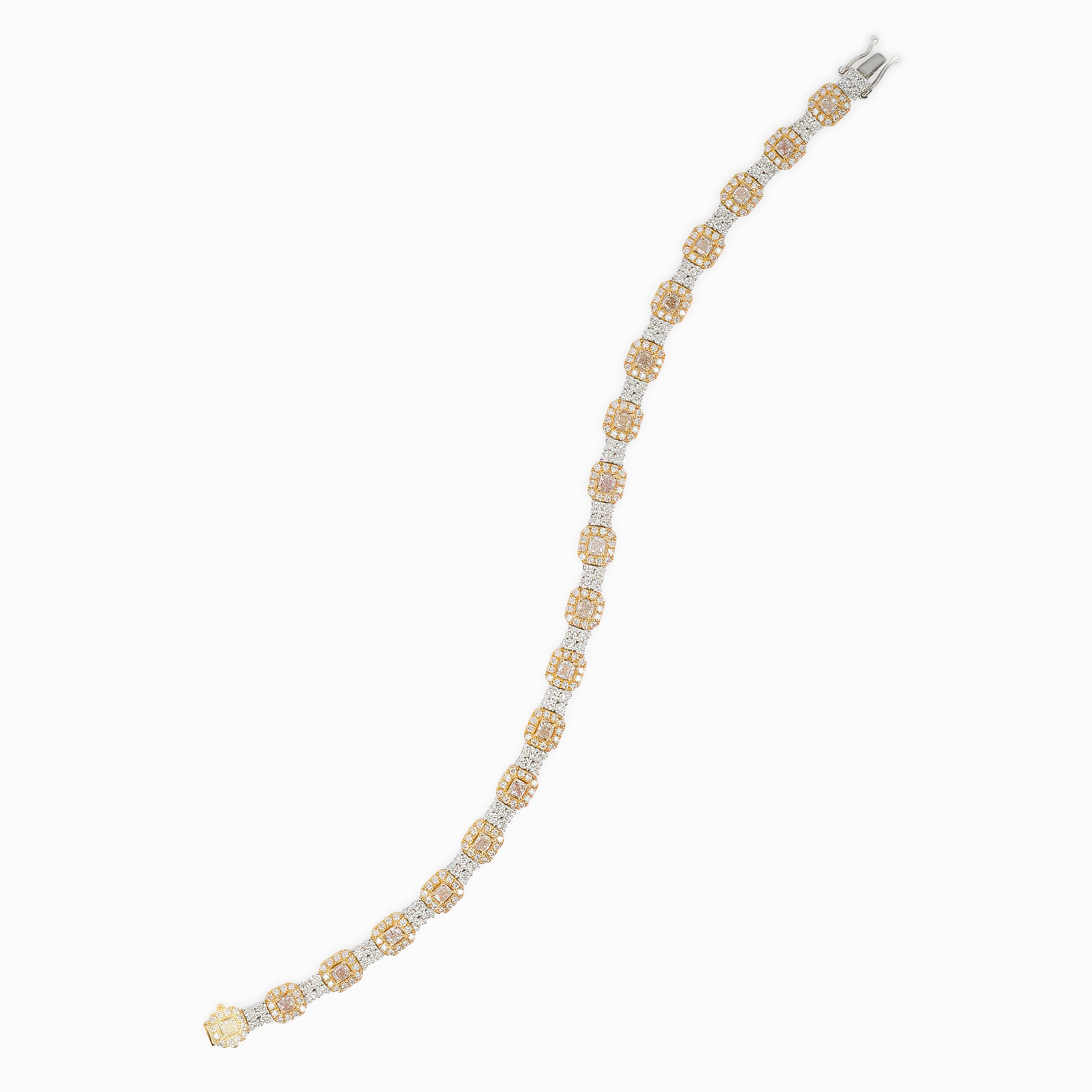 White Gold Rose Gold Gemstone Bracelet with Diamond Only Stones