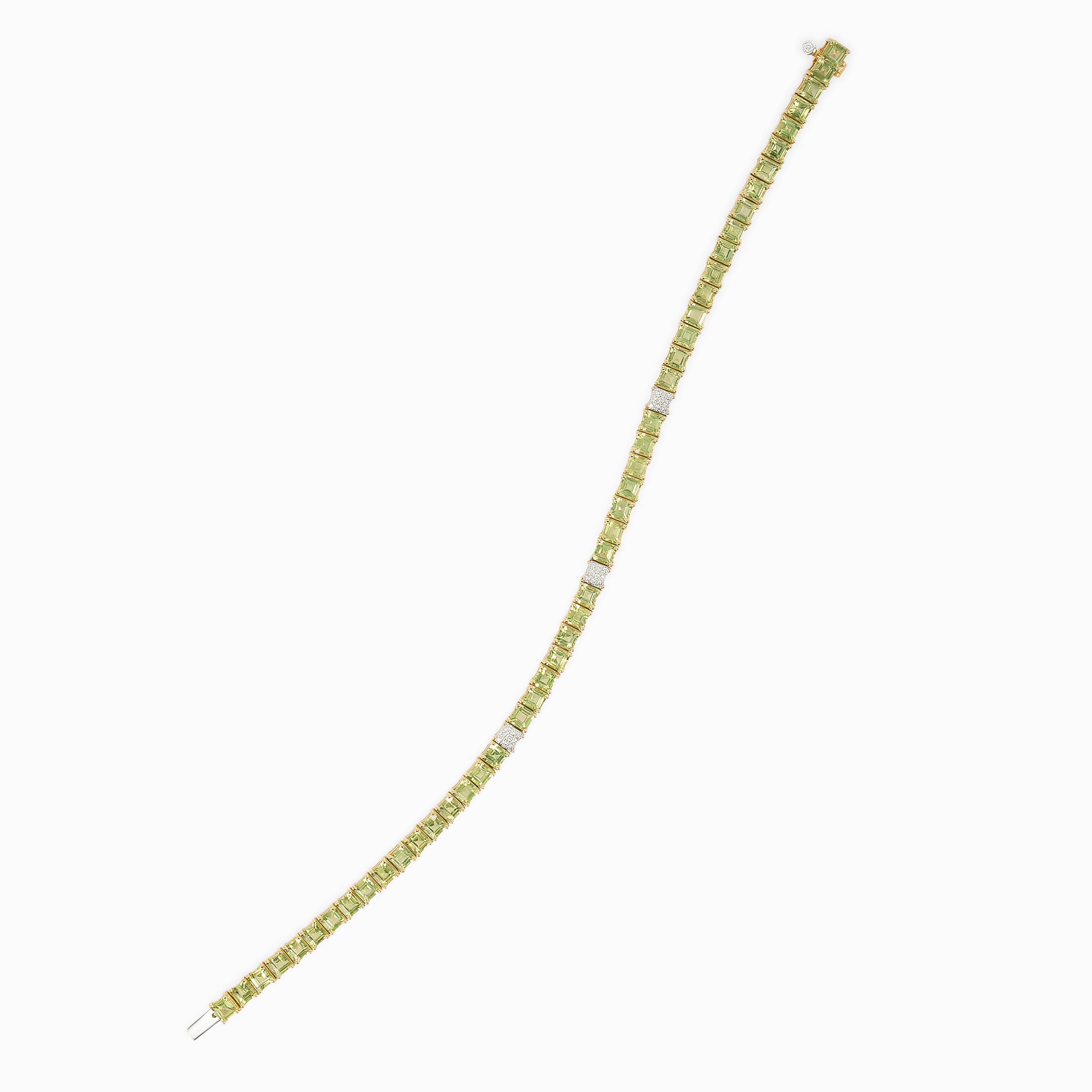 Yellow Gold Tennis Bracelet with Diamond, Peridot Stones
