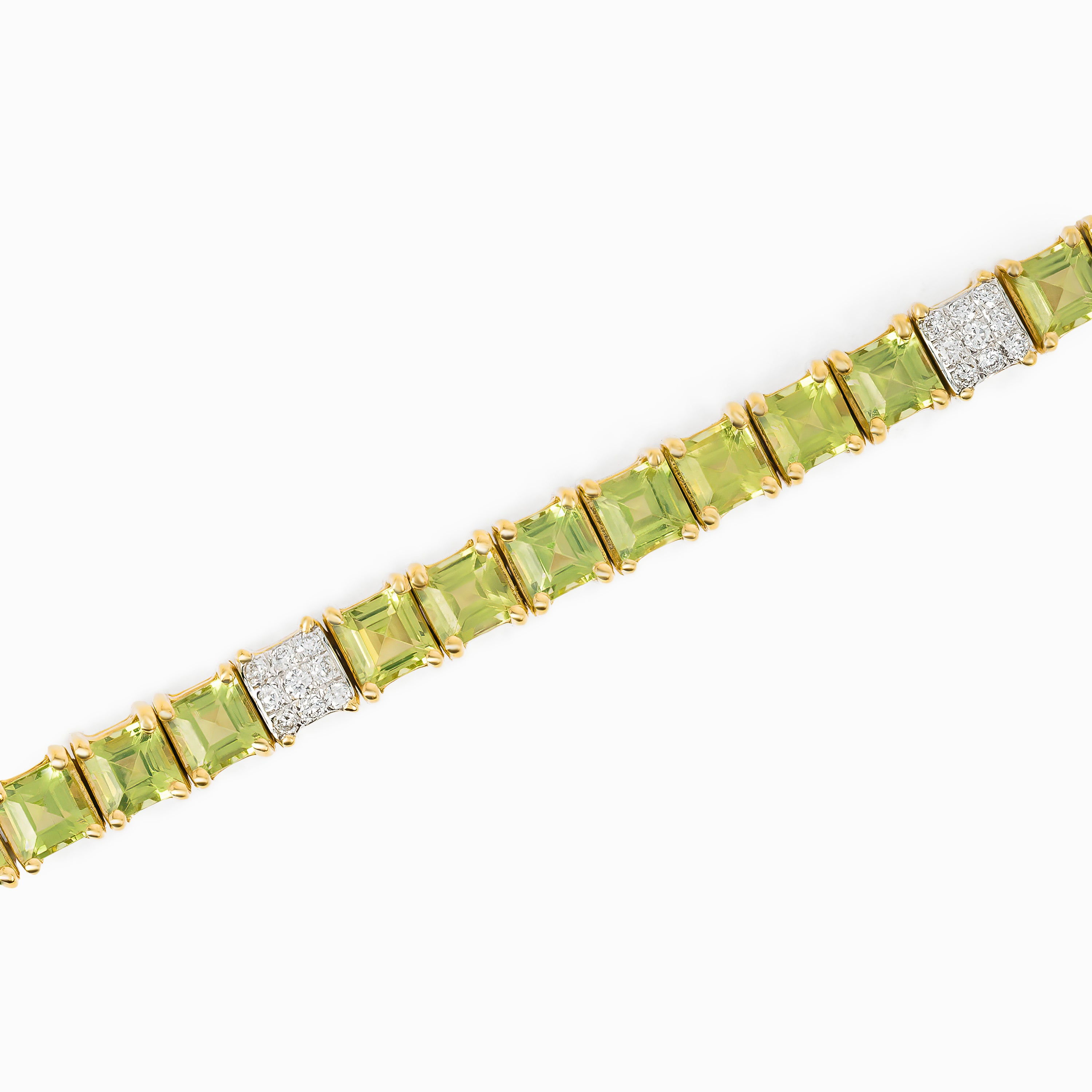 Yellow Gold Diamond and Peridot Tennis Bracelet