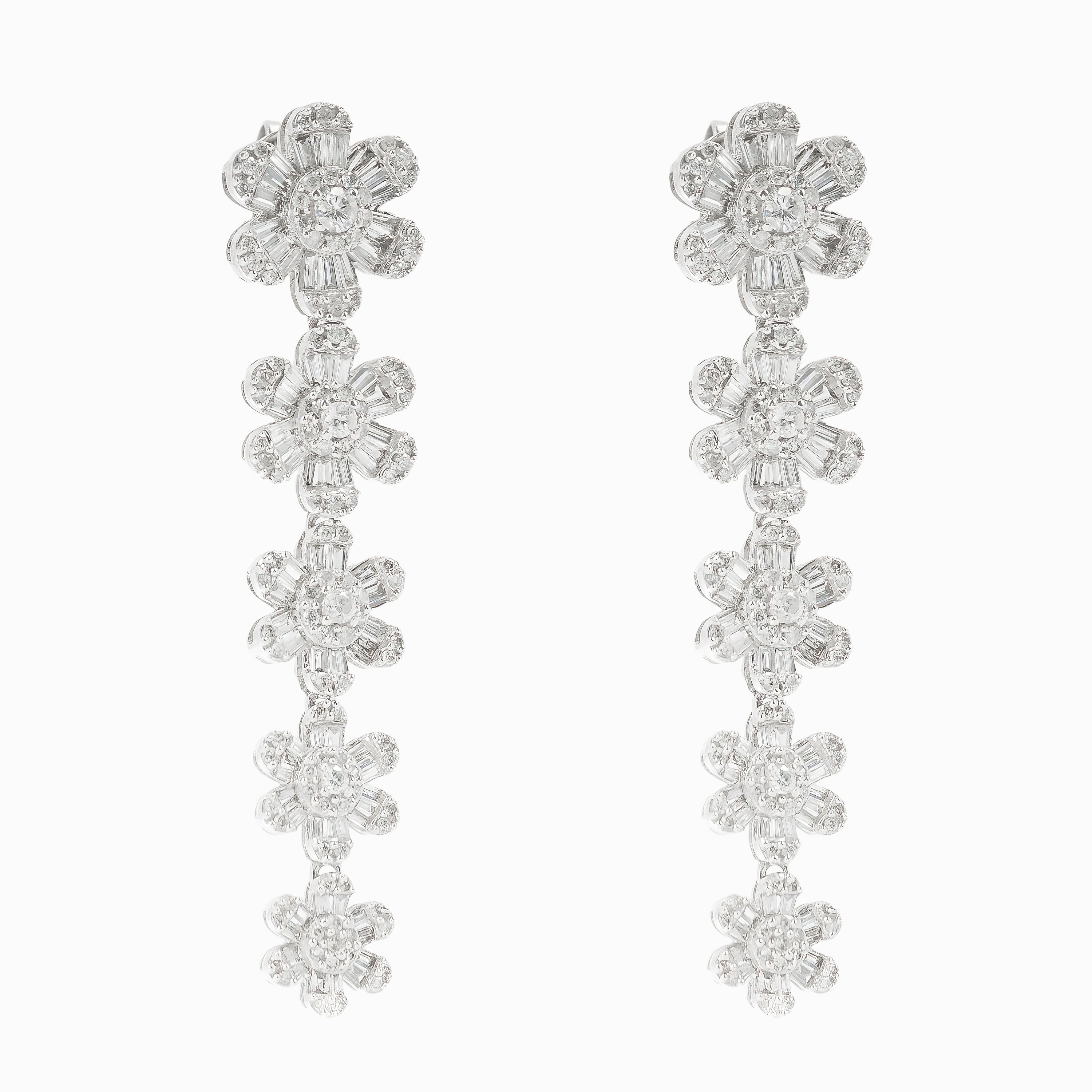 White Gold Drop Earrings with Diamond Only Stones